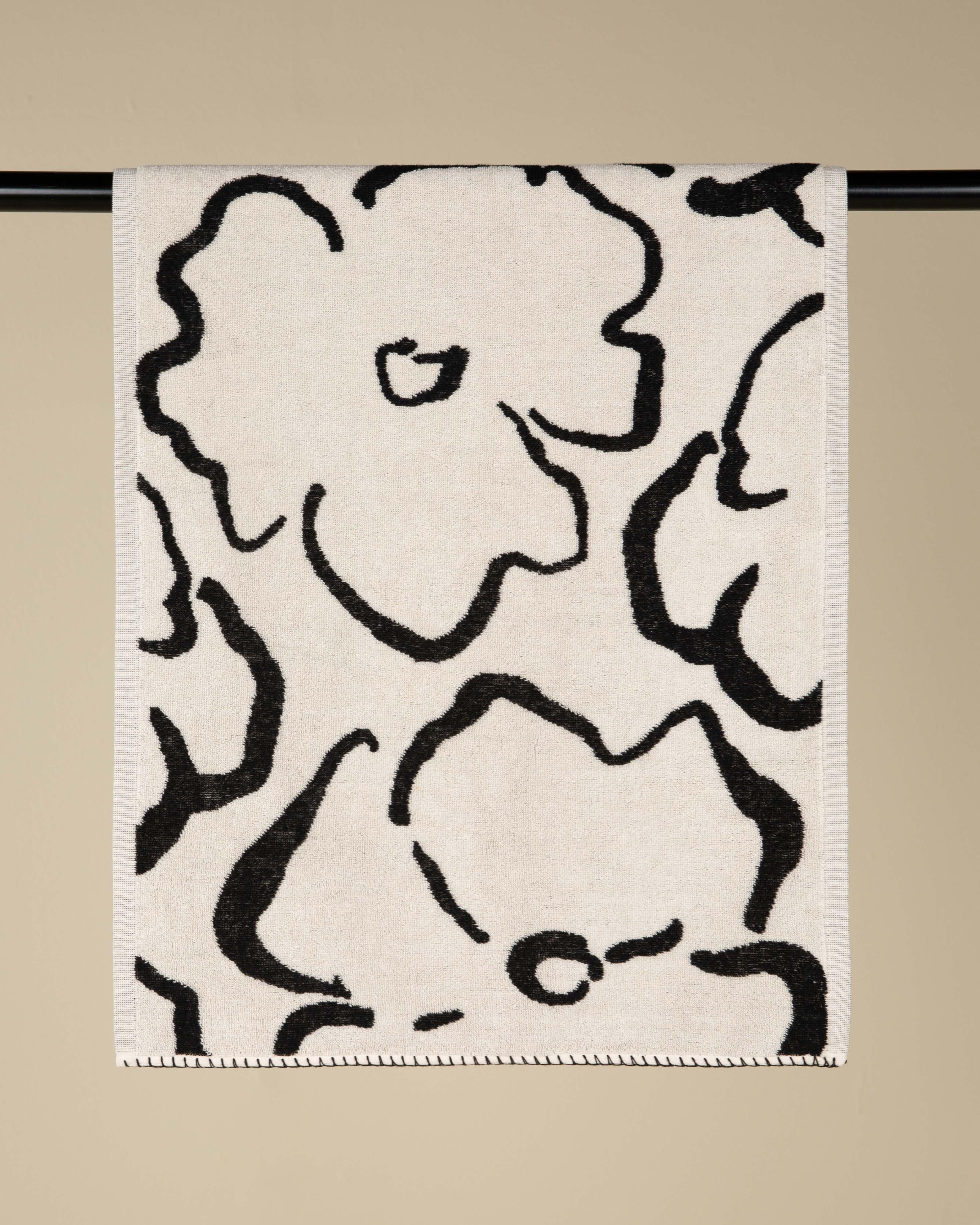 Poppy Hand Towel - 50cm x 86cm -  Stone