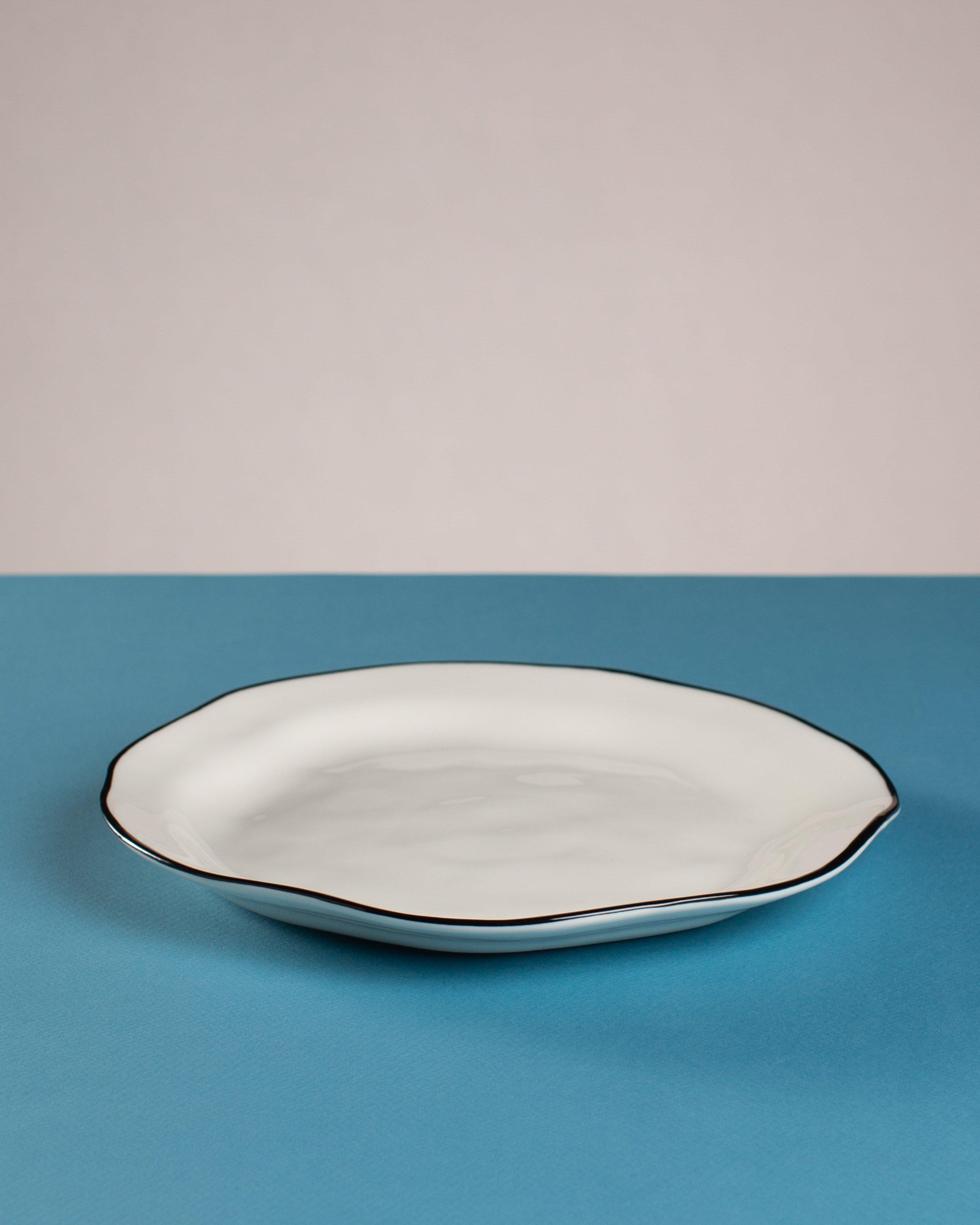 Valarie Black Tipped Dining Plate -  Milk