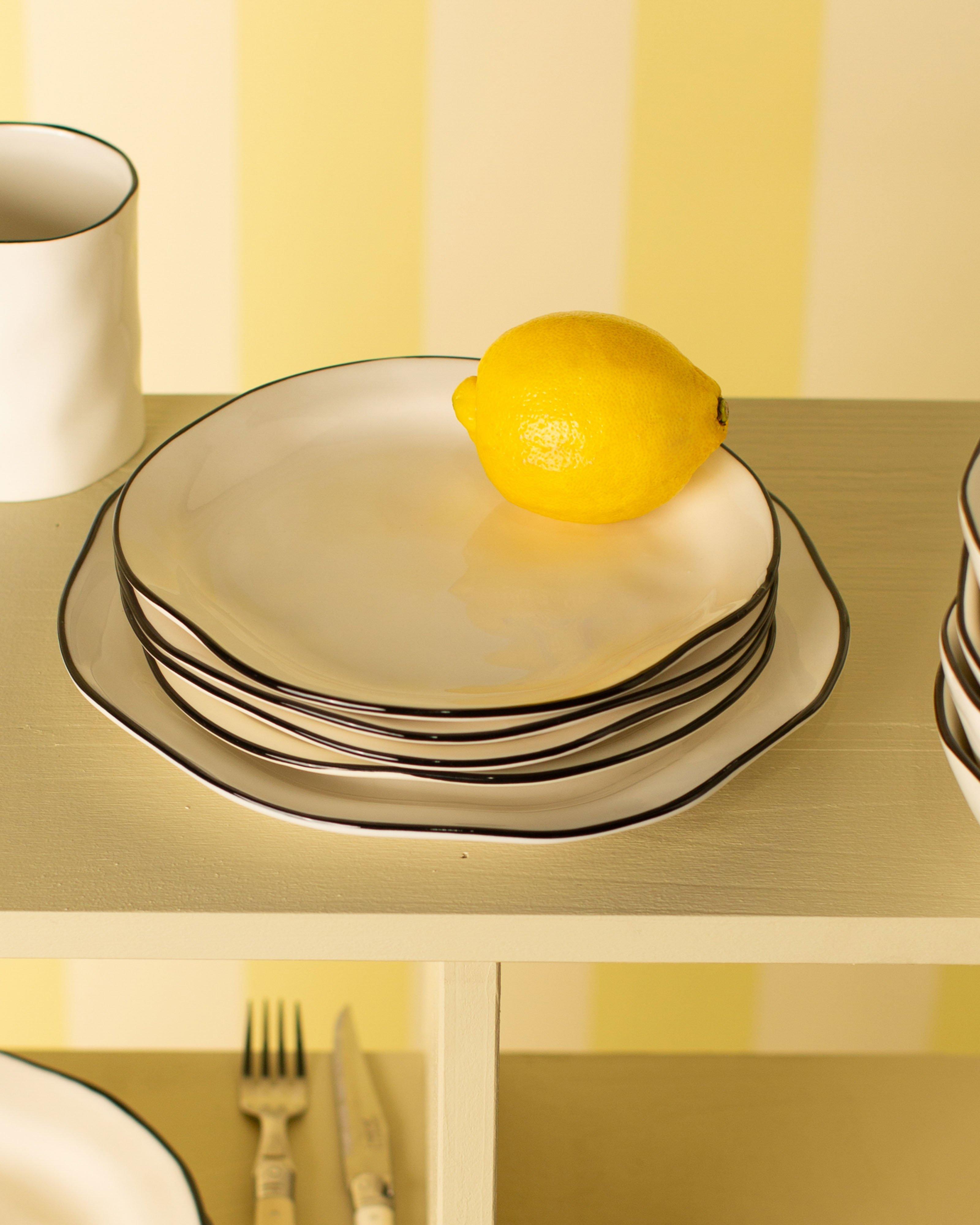 Valarie Black Tipped Side Plate -  Milk