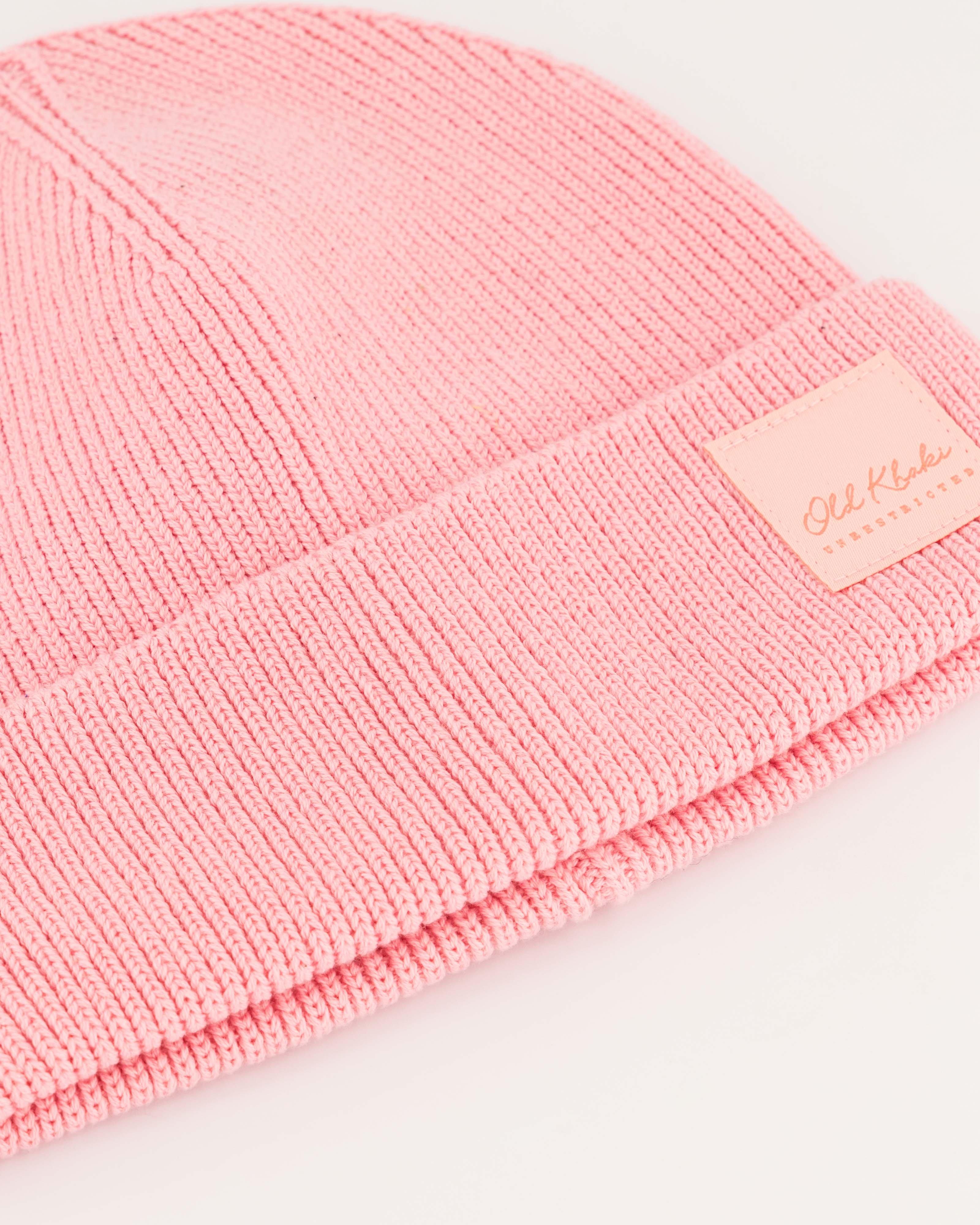 Women's Scarlet Fine Rib Cotton Beanie -  Pink
