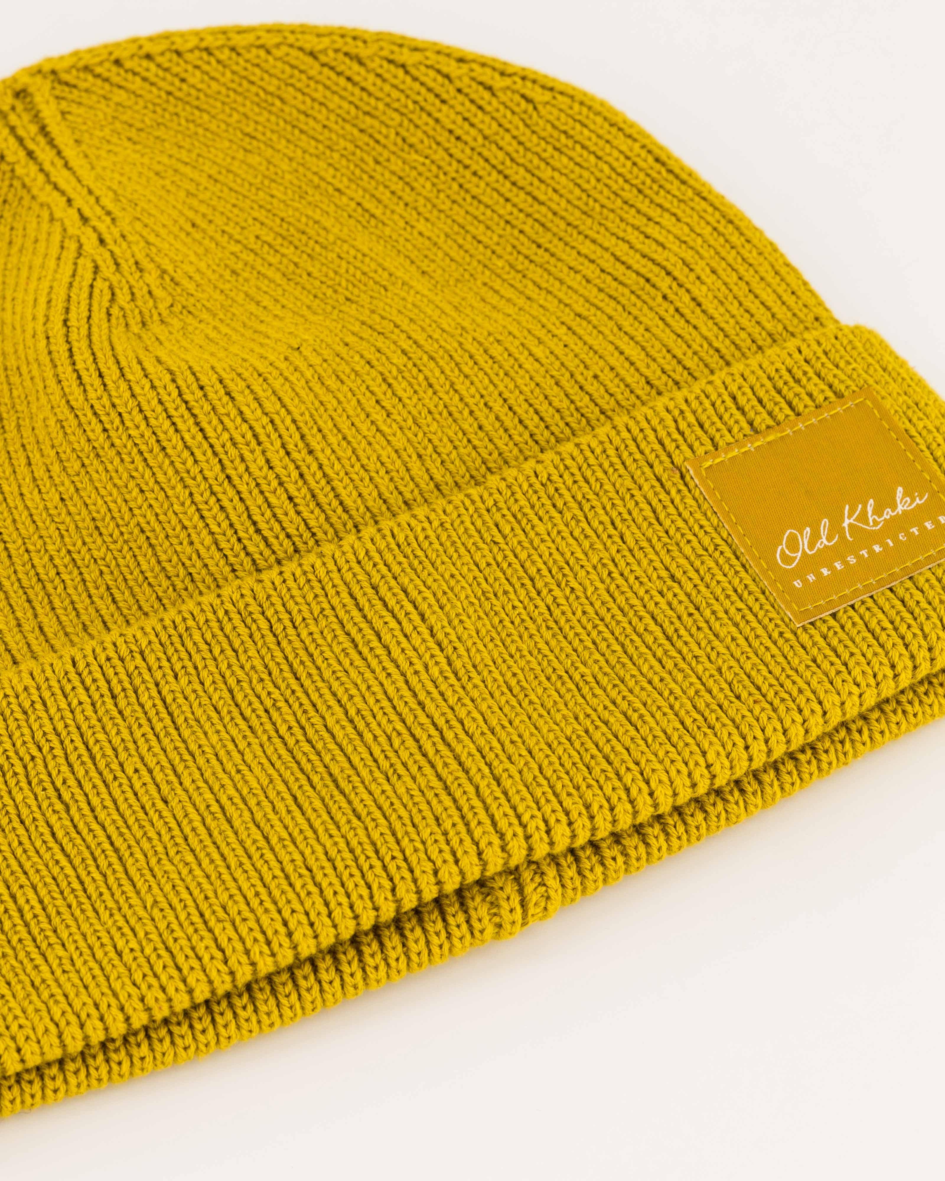 Women's Scarlet Fine Rib Cotton Beanie -  Chartreuse