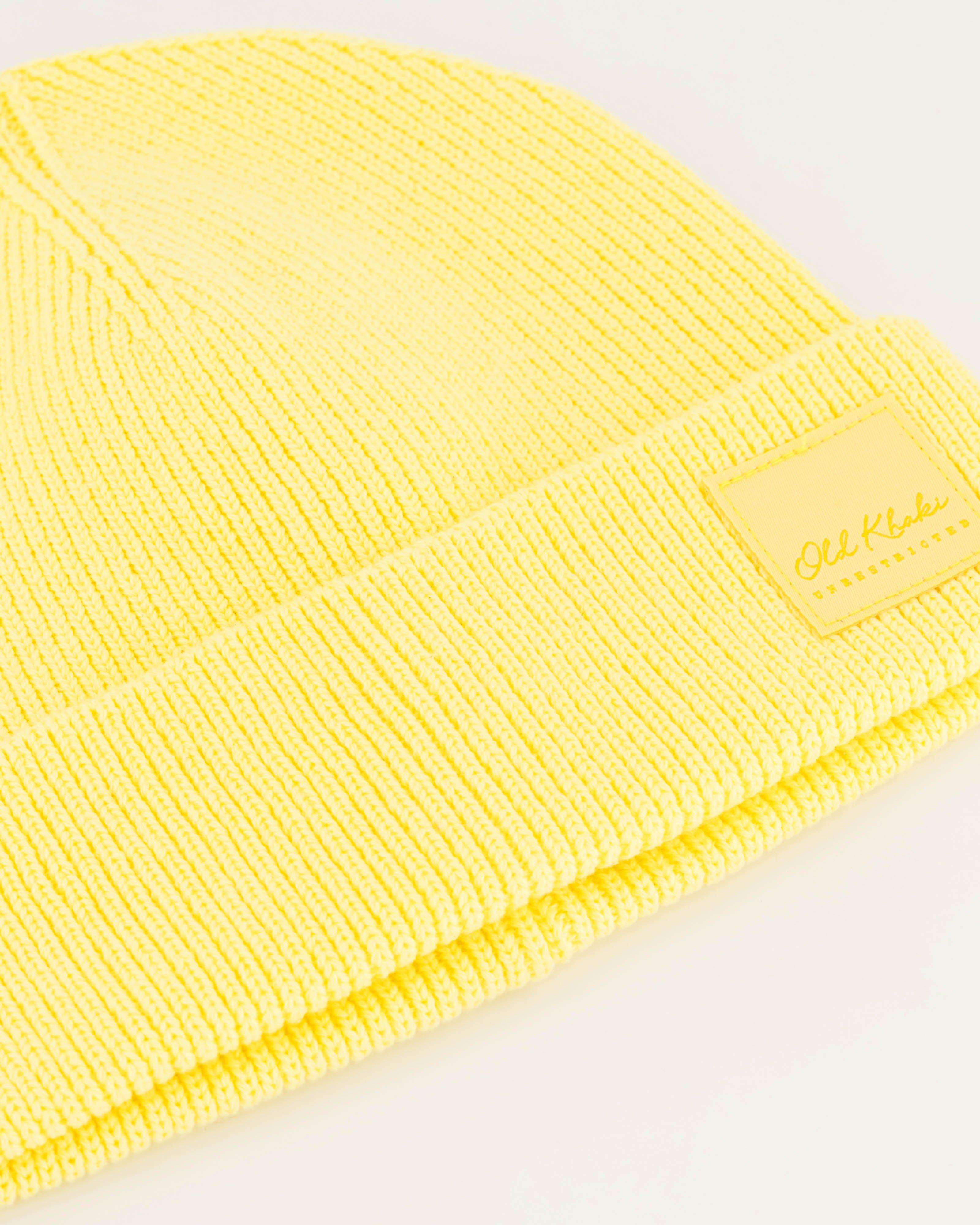 Women's Scarlet Fine Rib Cotton Beanie -  Yellow