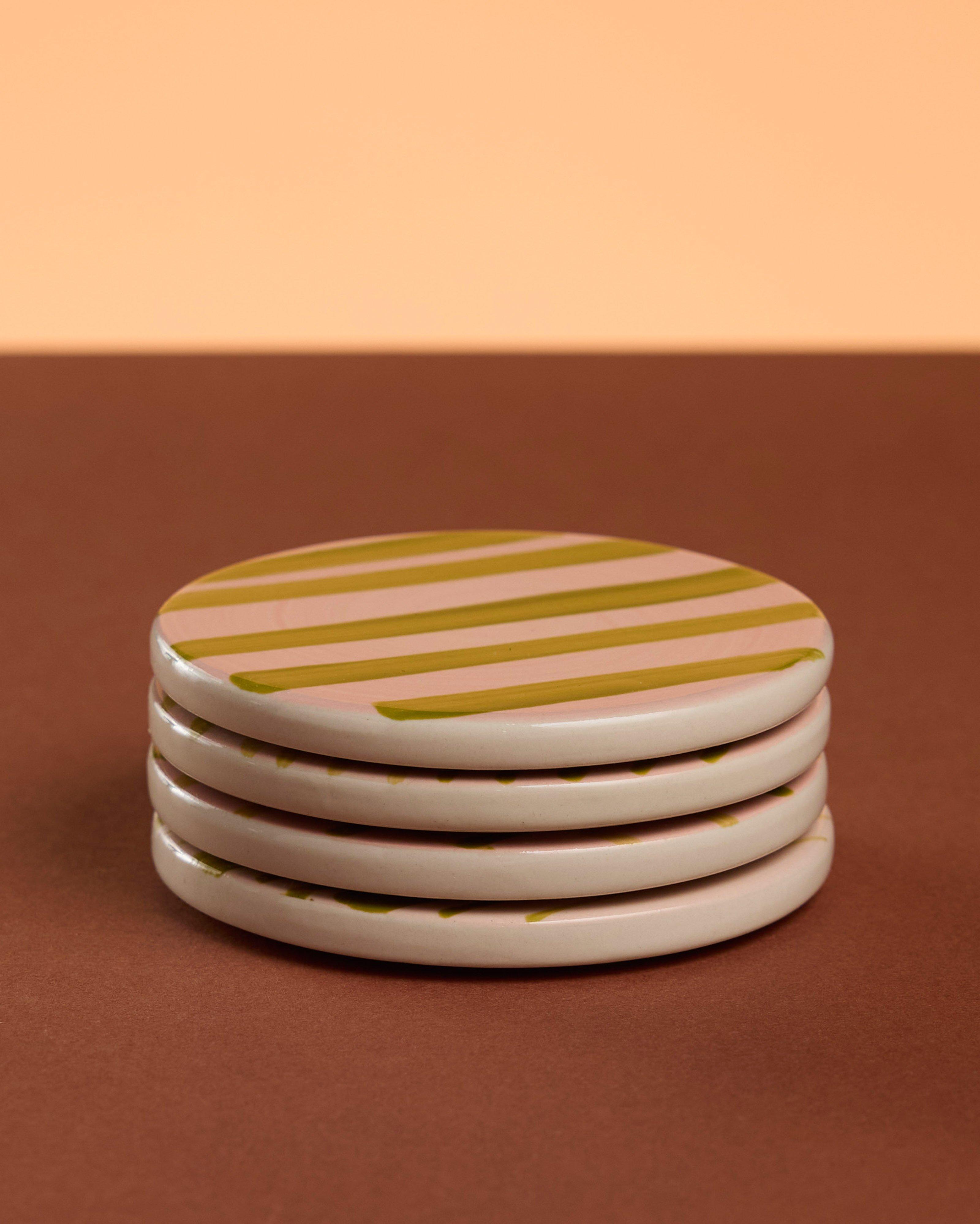 Hand Painted Ceramic Coaster Set -  Assorted