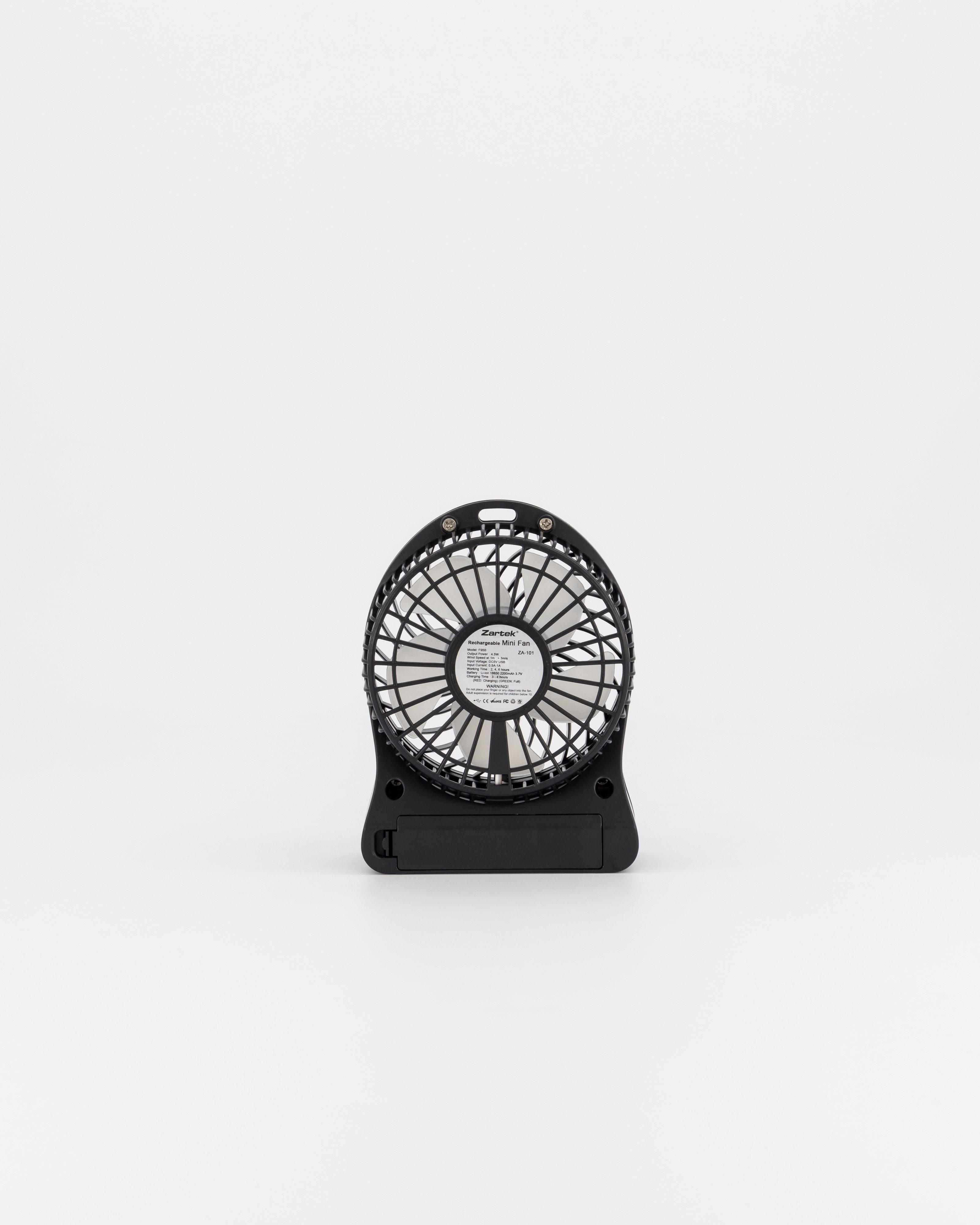 Zartek Rechargeable Mini Fan -  Black