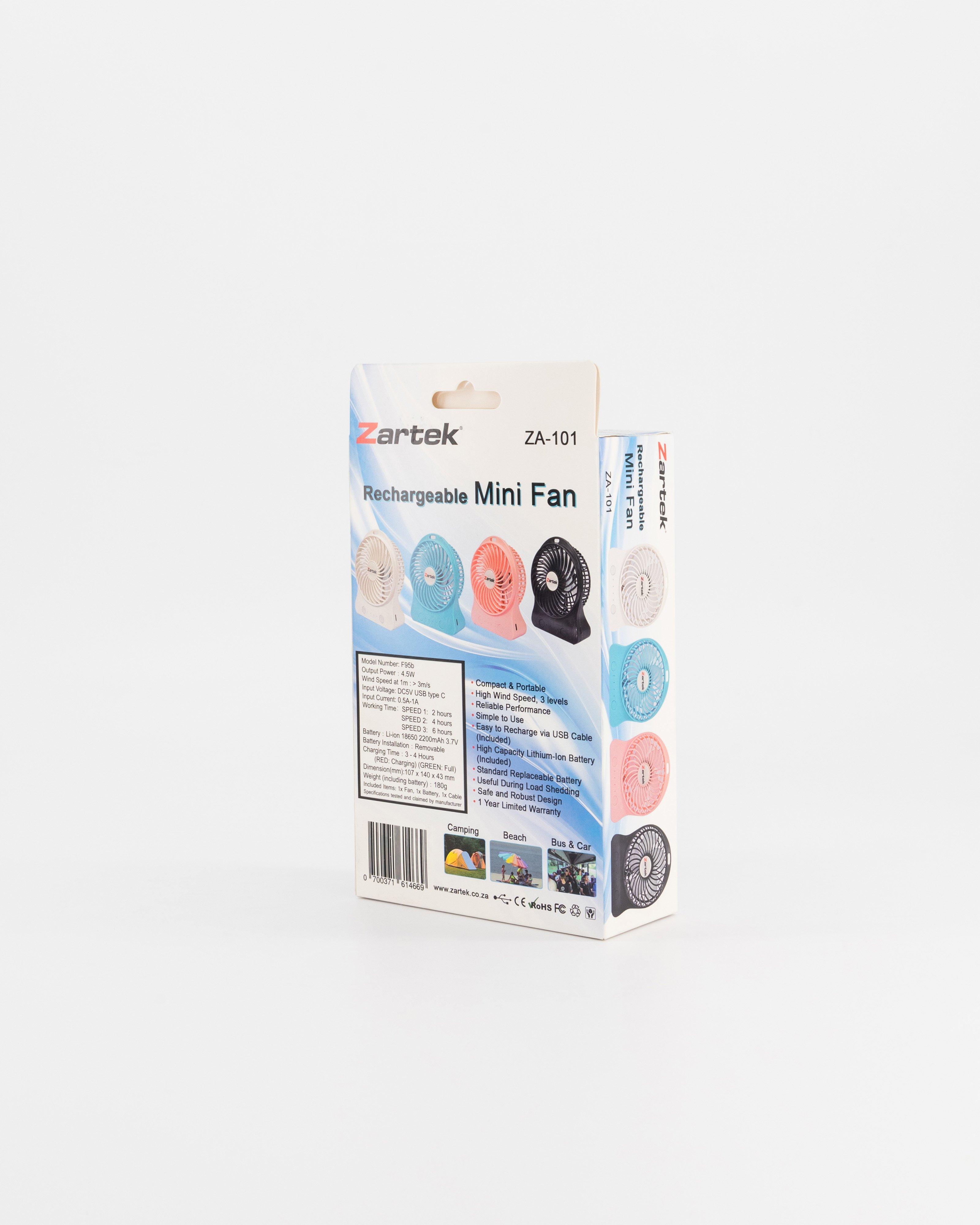 Zartek Rechargeable Mini Fan -  Blue