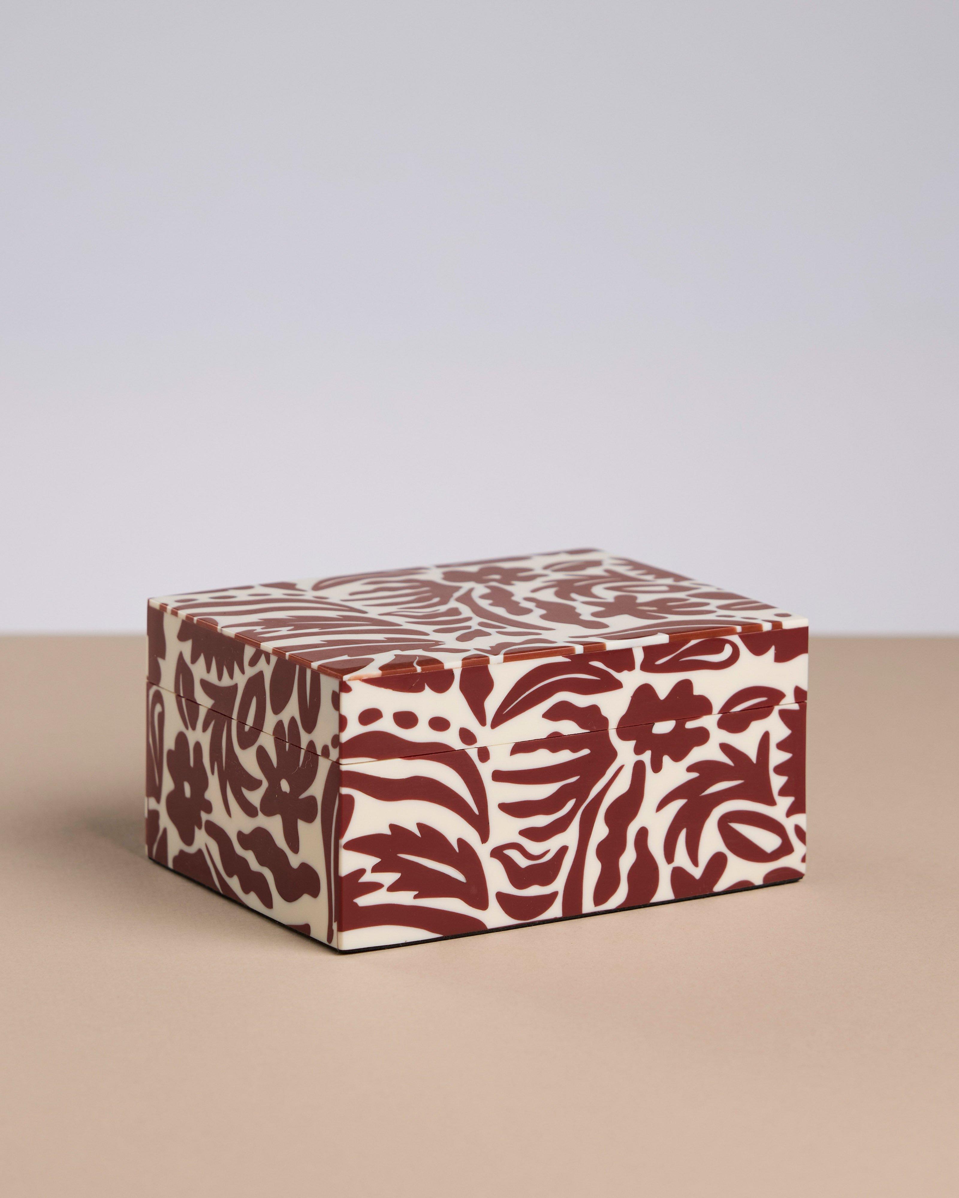 Floral Inlay Box -  Rust