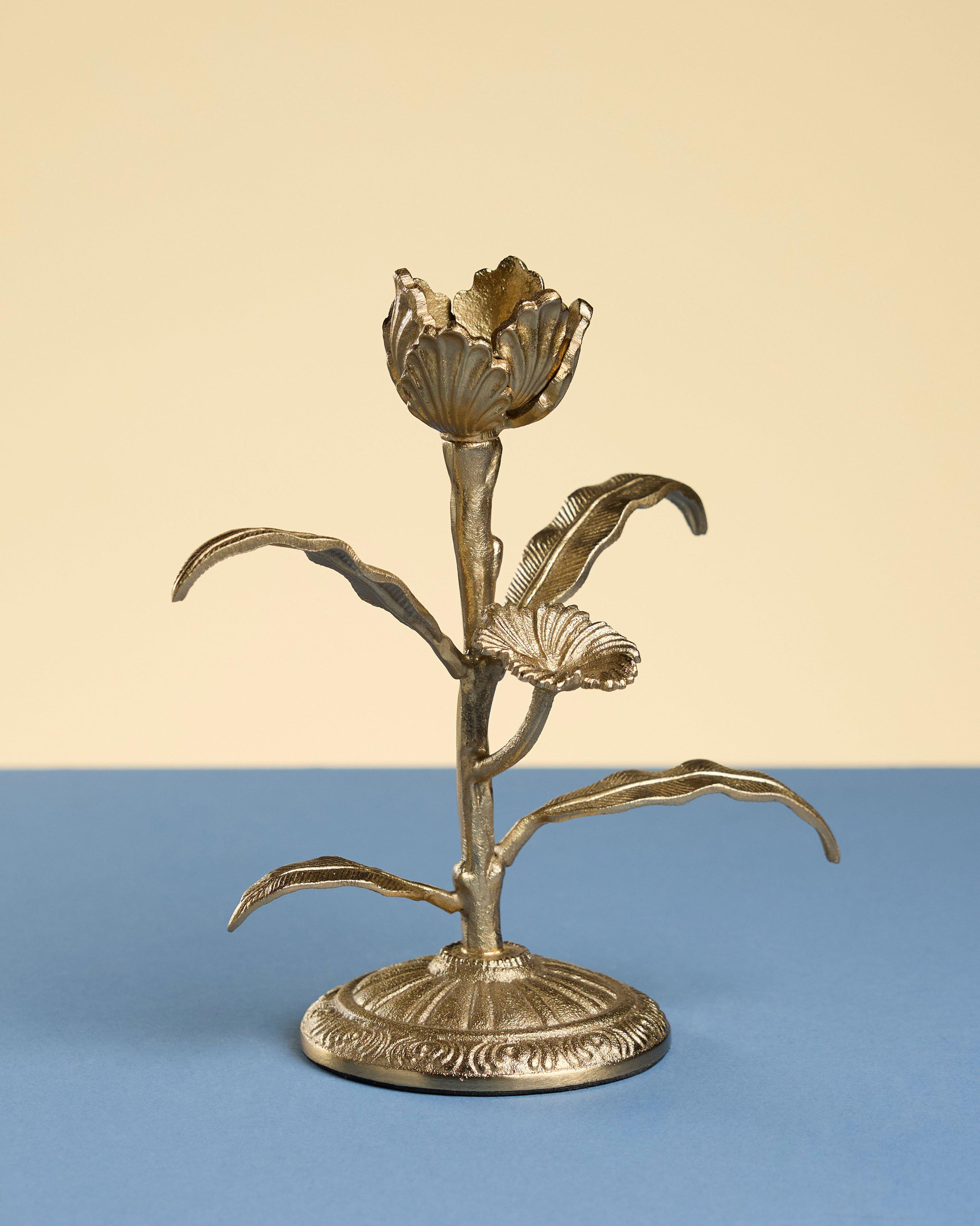 Floral Candle Holder -  Gold