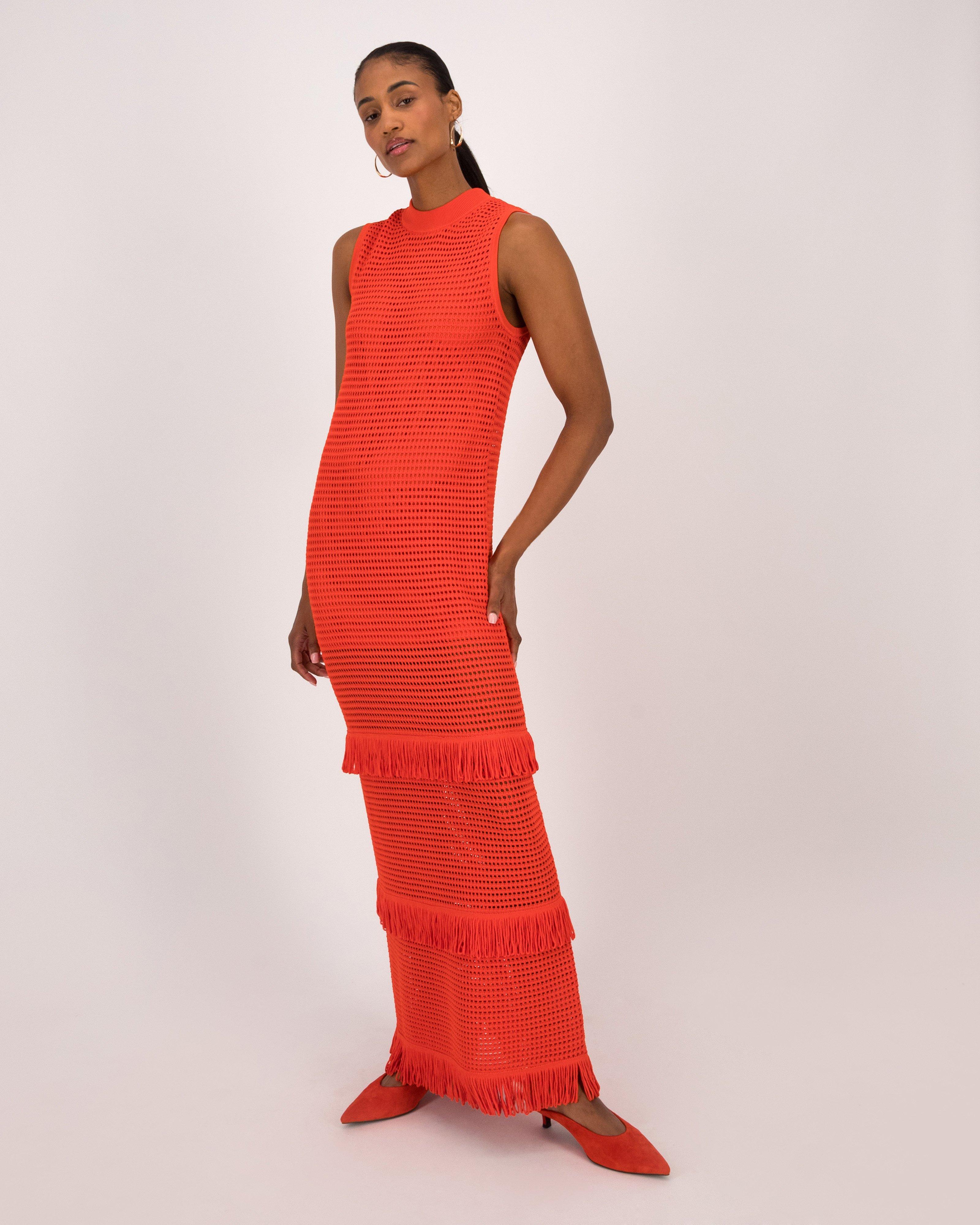 Linda Tassel Knitwear Dress -  Red
