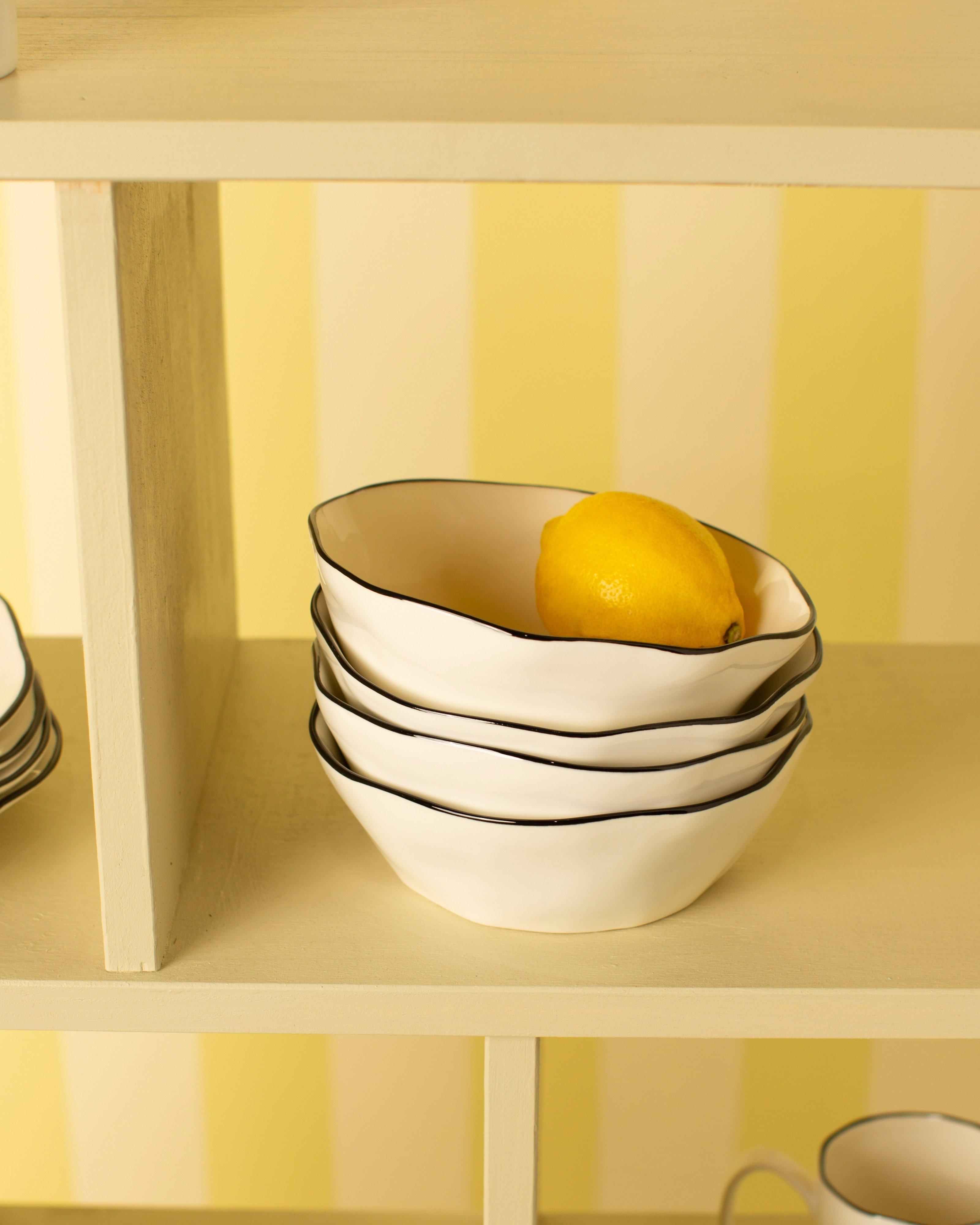 Valarie Black Tipped Bowl -  Milk