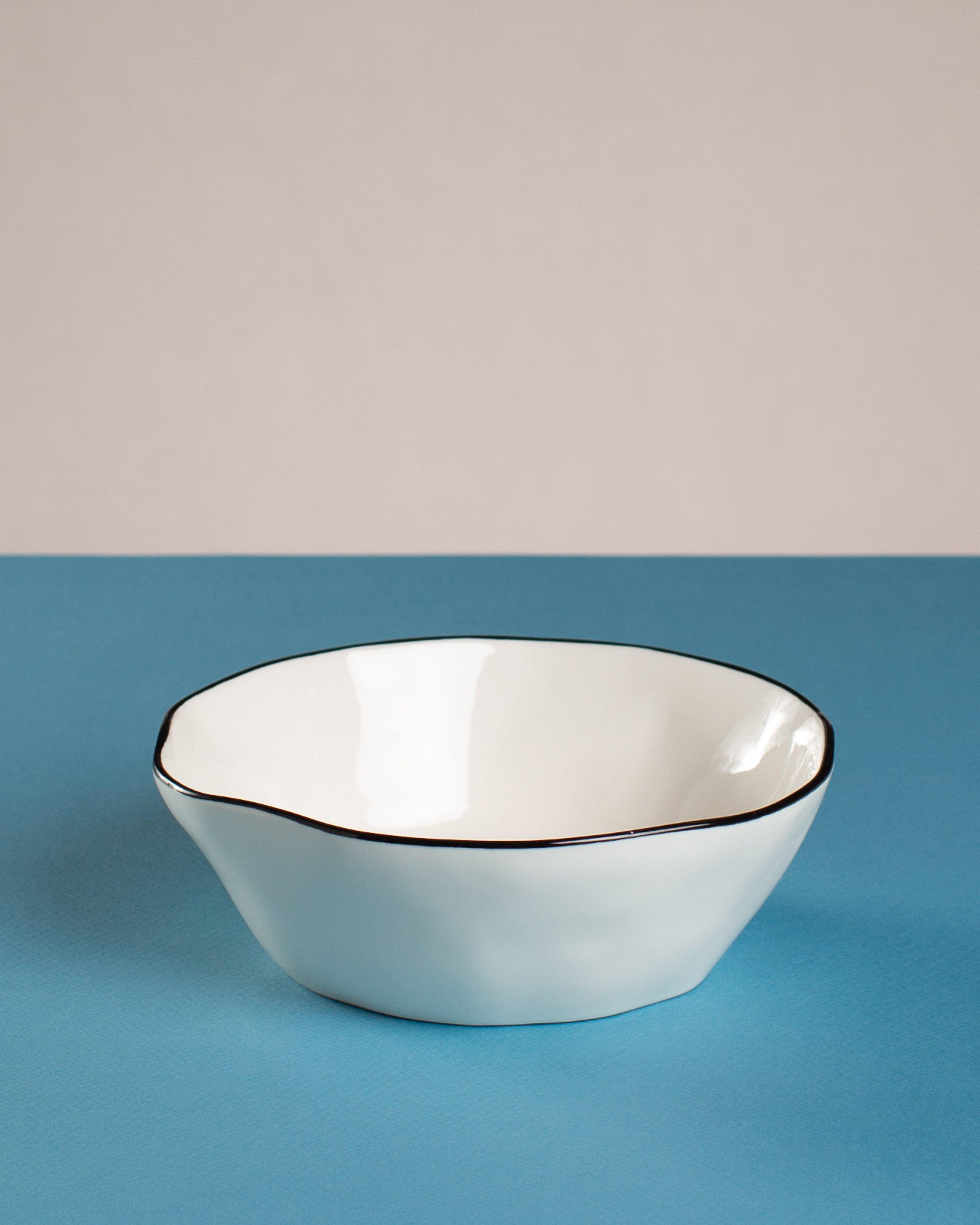 Valarie Black Tipped Bowl -  Milk