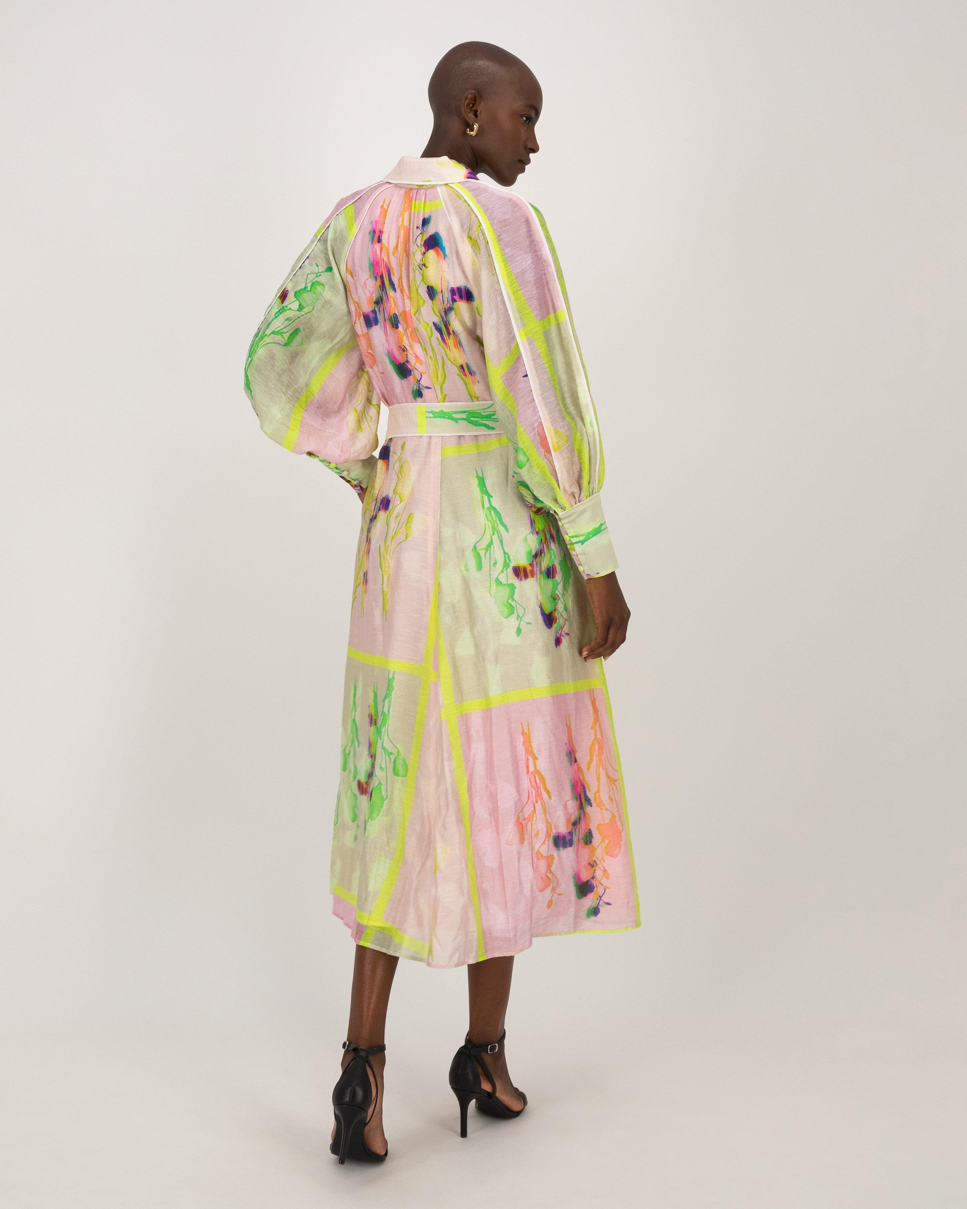 Niamh Printed Shirt Dress -  Pink