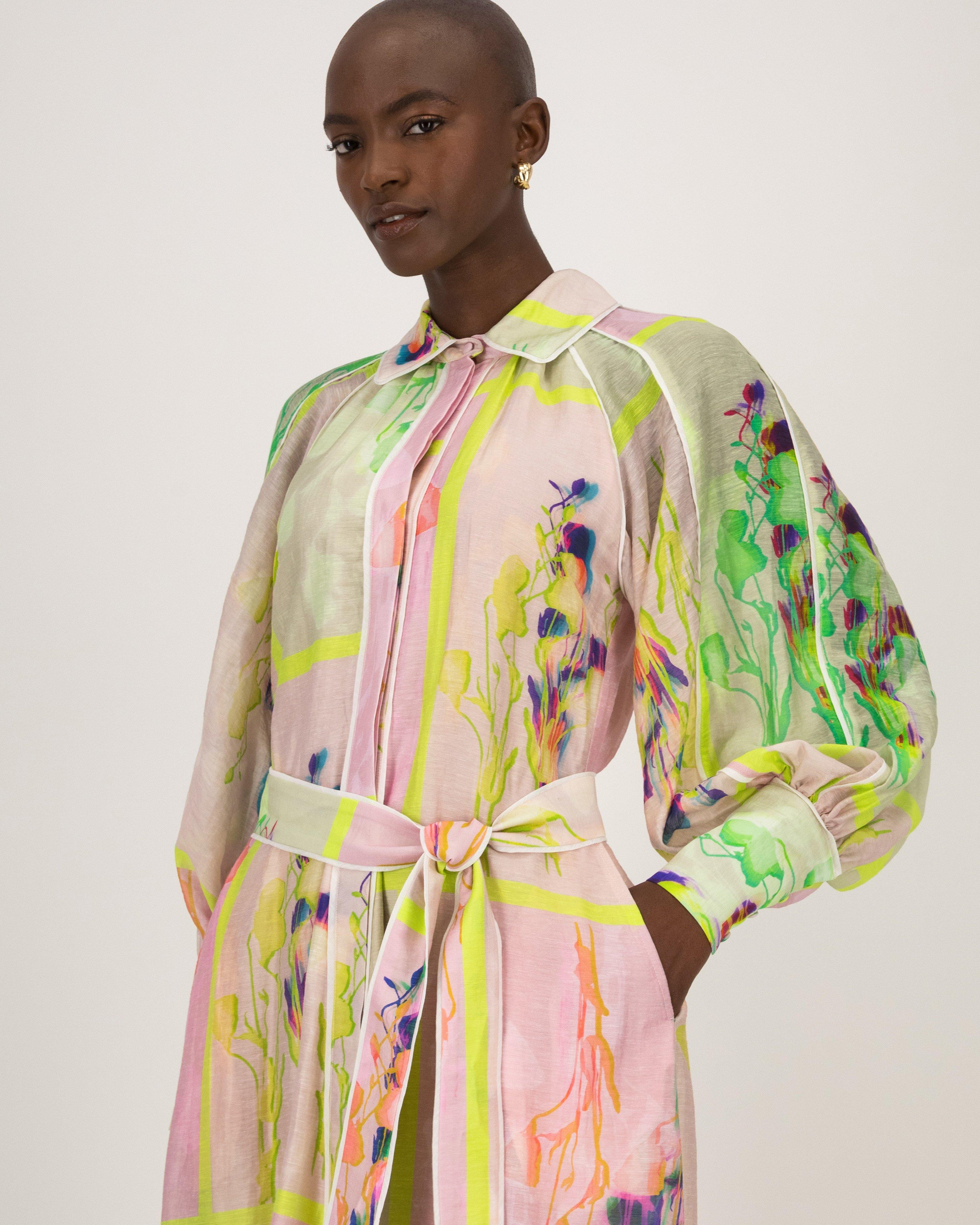 Niamh Printed Shirt Dress -  Pink