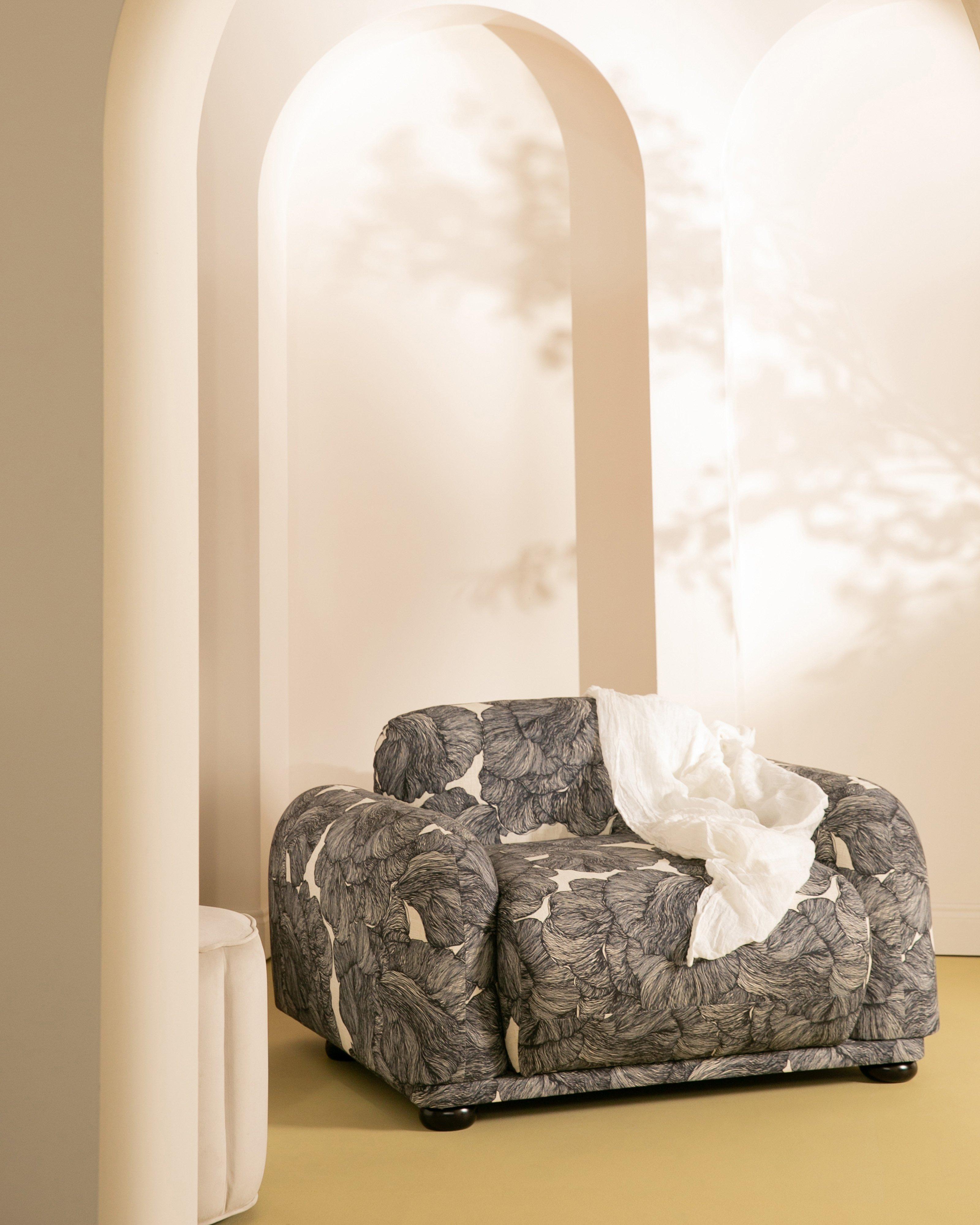 Bubble Printed Armchair -  Black