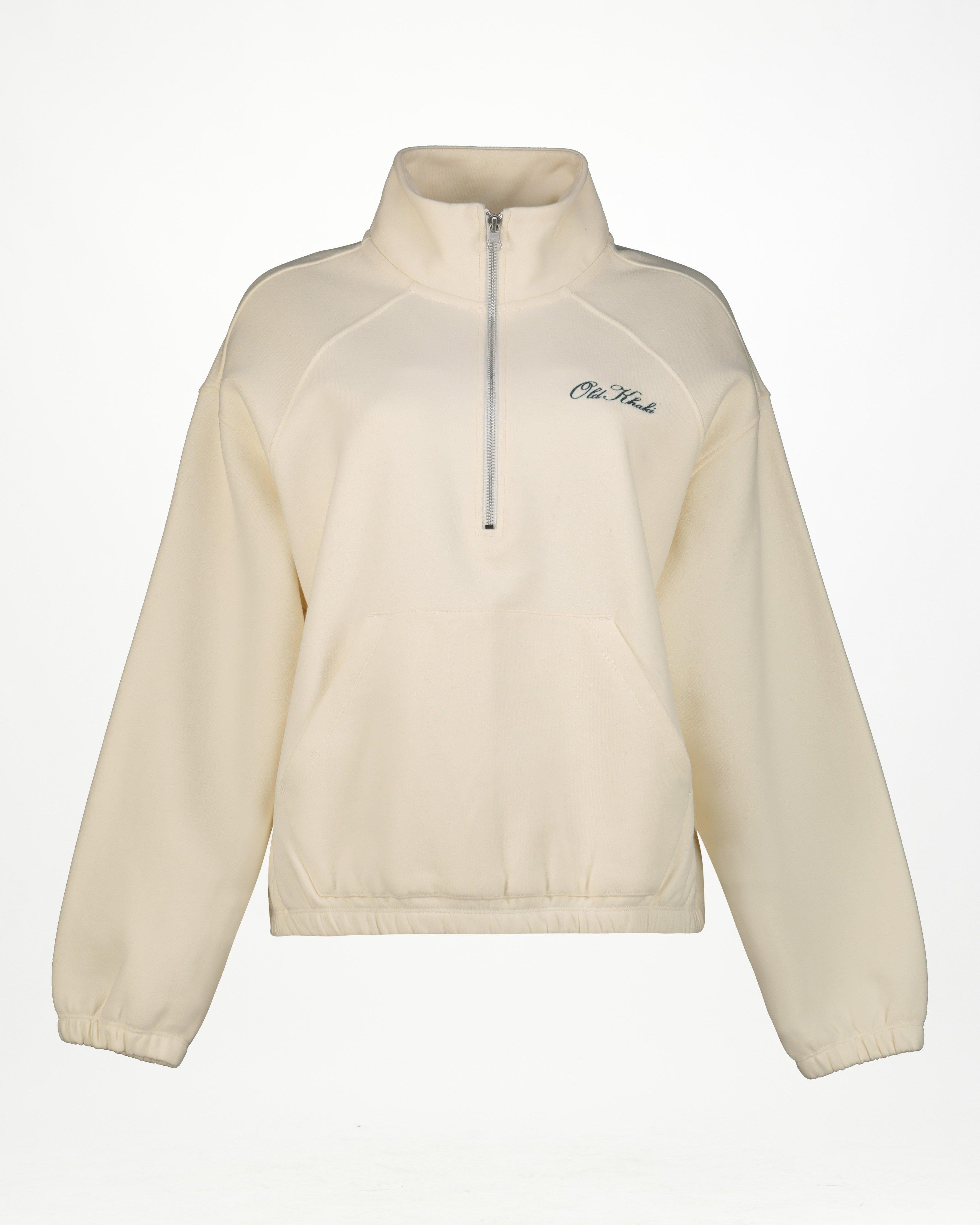 Women's Becks Zip Neck Premium Sweat -  Milk