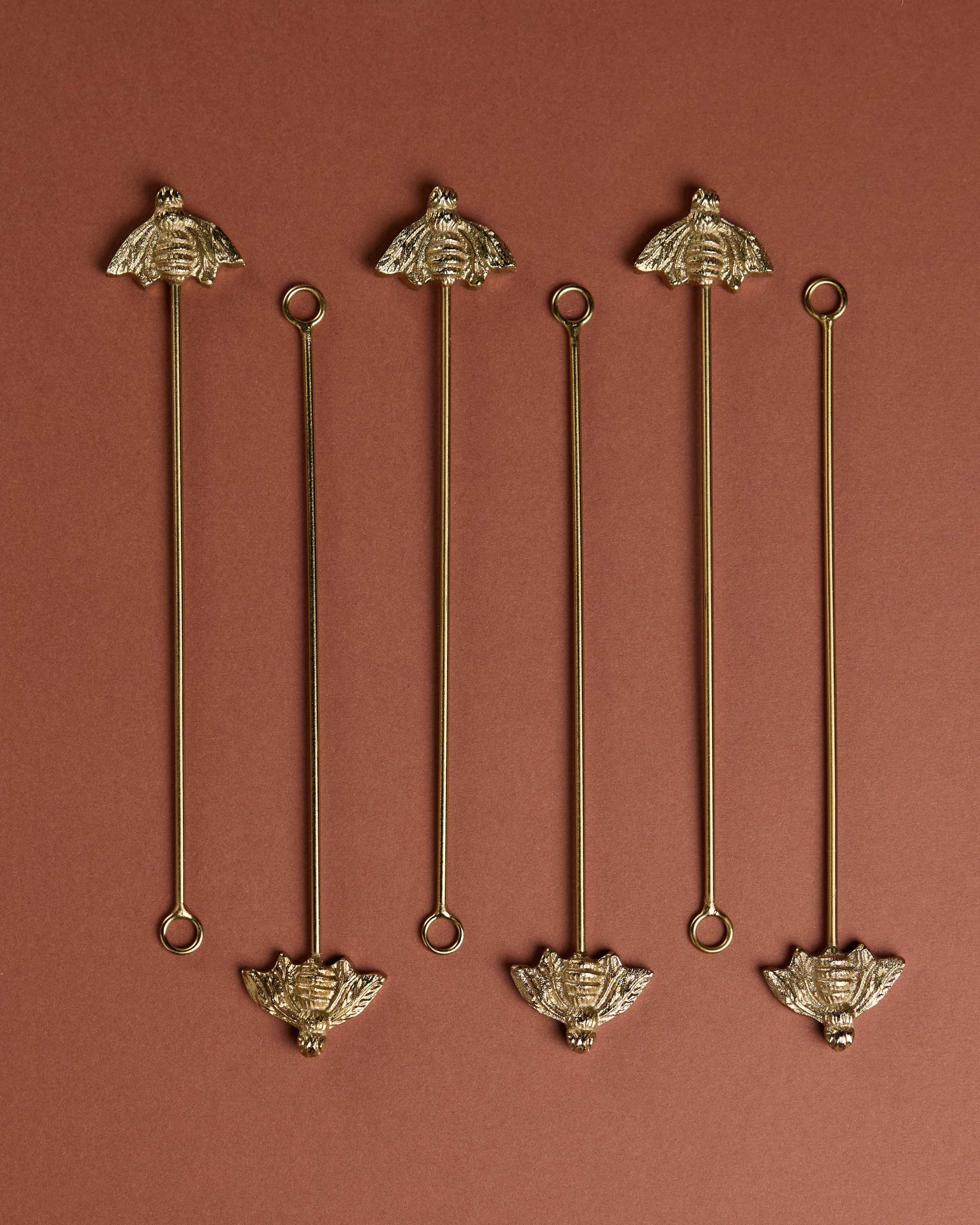 Bee Drink Stirrer Set -  Gold