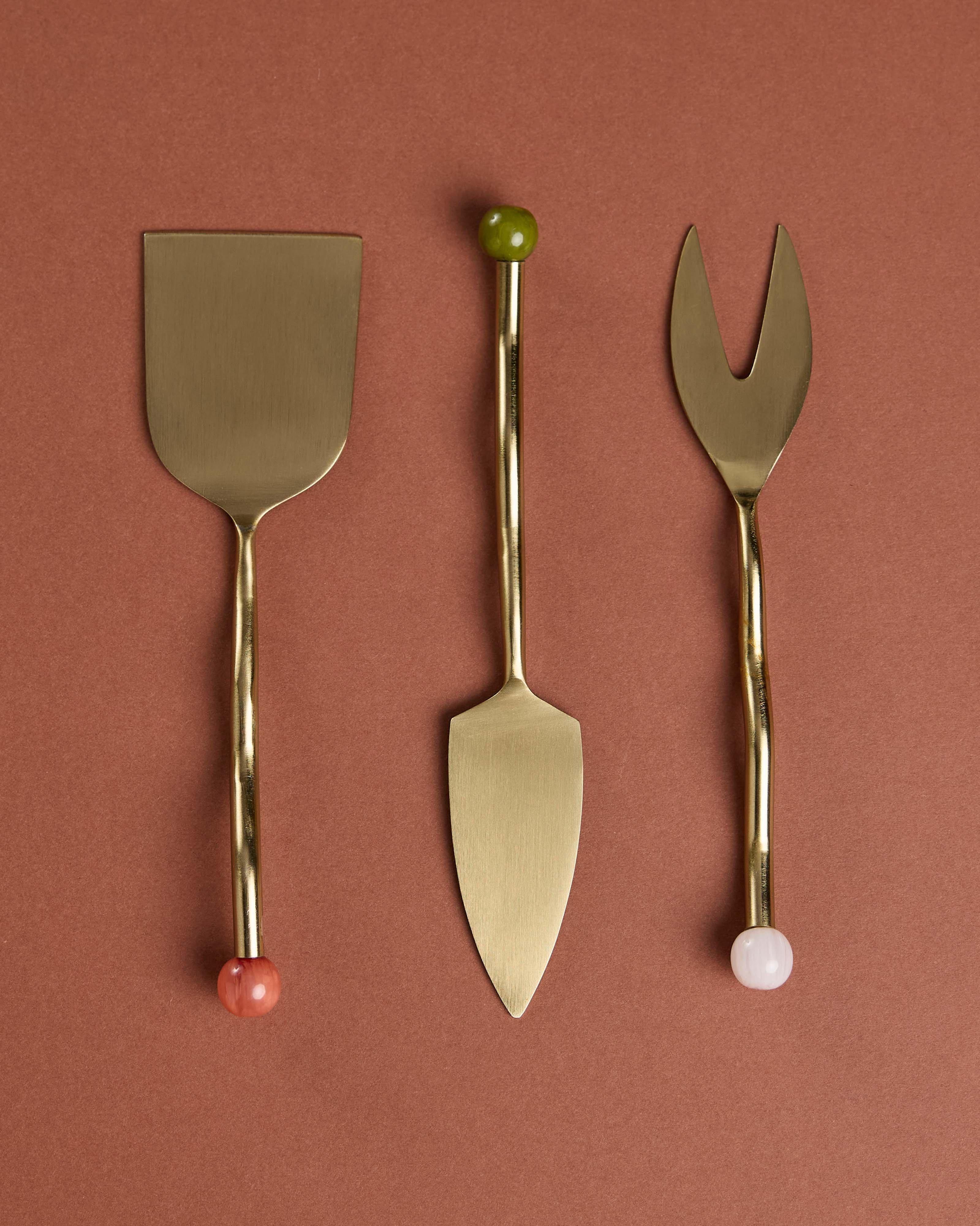 Casa Resin Ball Cheese Knife Set -  Gold