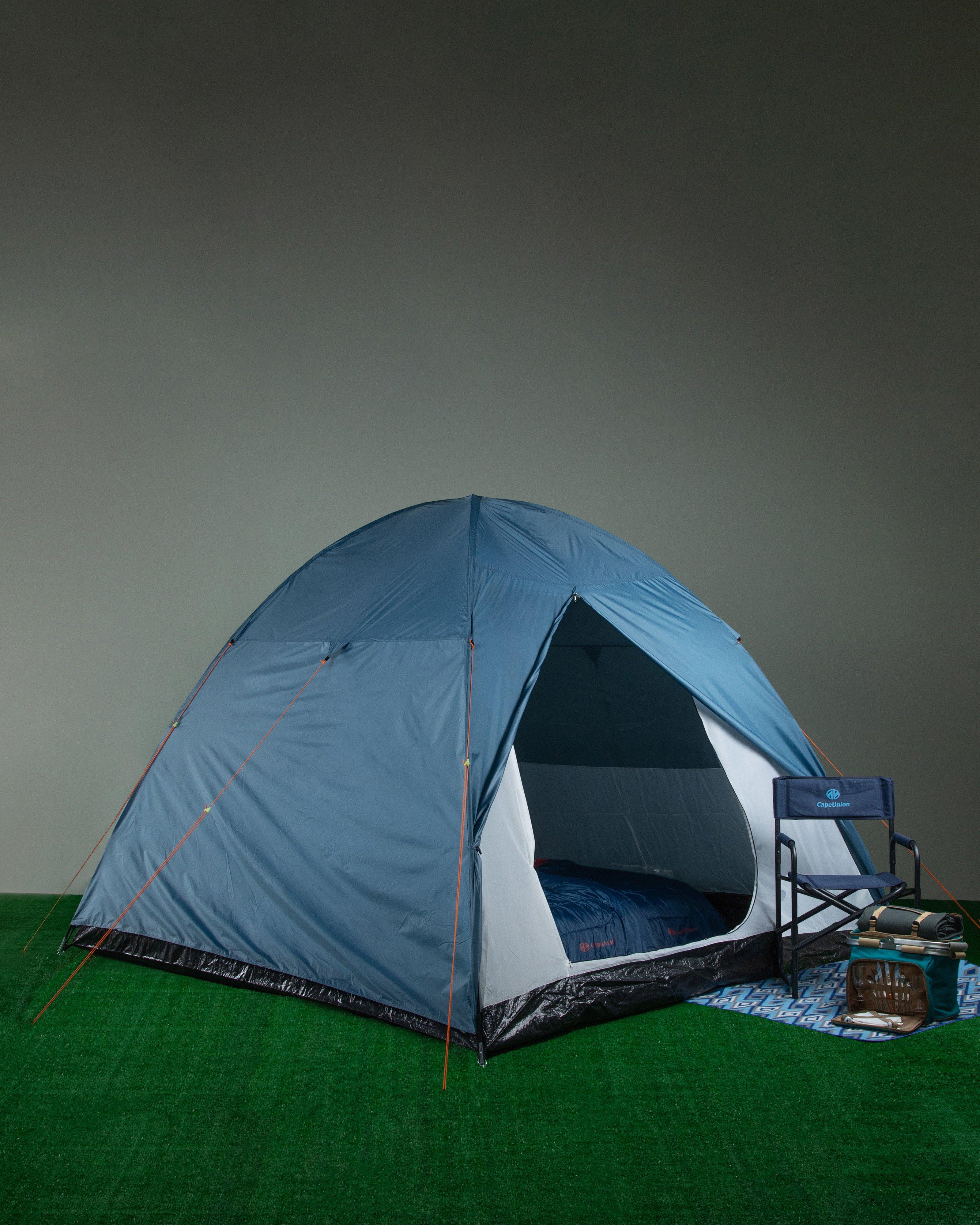 K-Way Camper 5-Person Fire Retardant Tent -  Mid Blue
