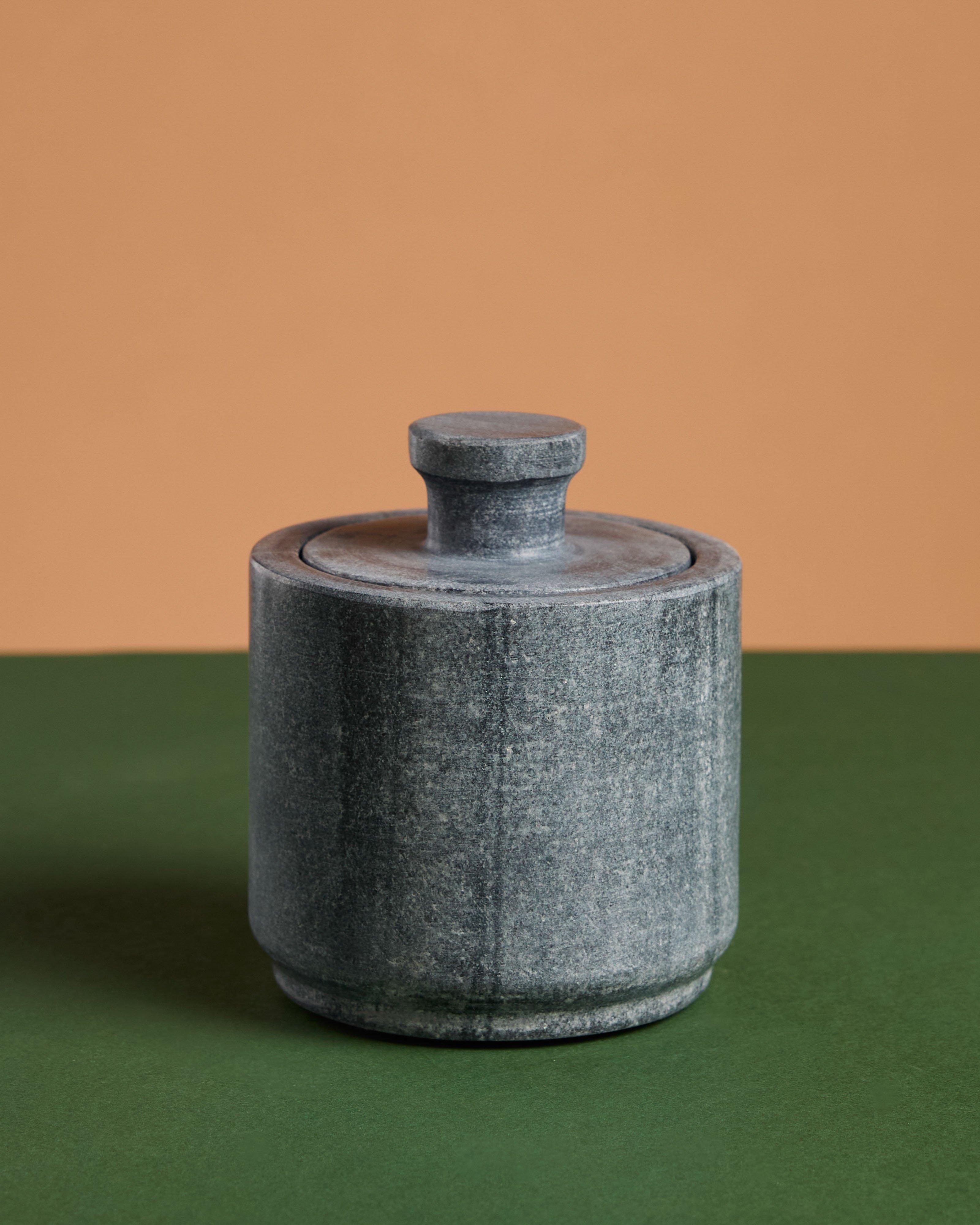 Marble Stone Jar -  Black