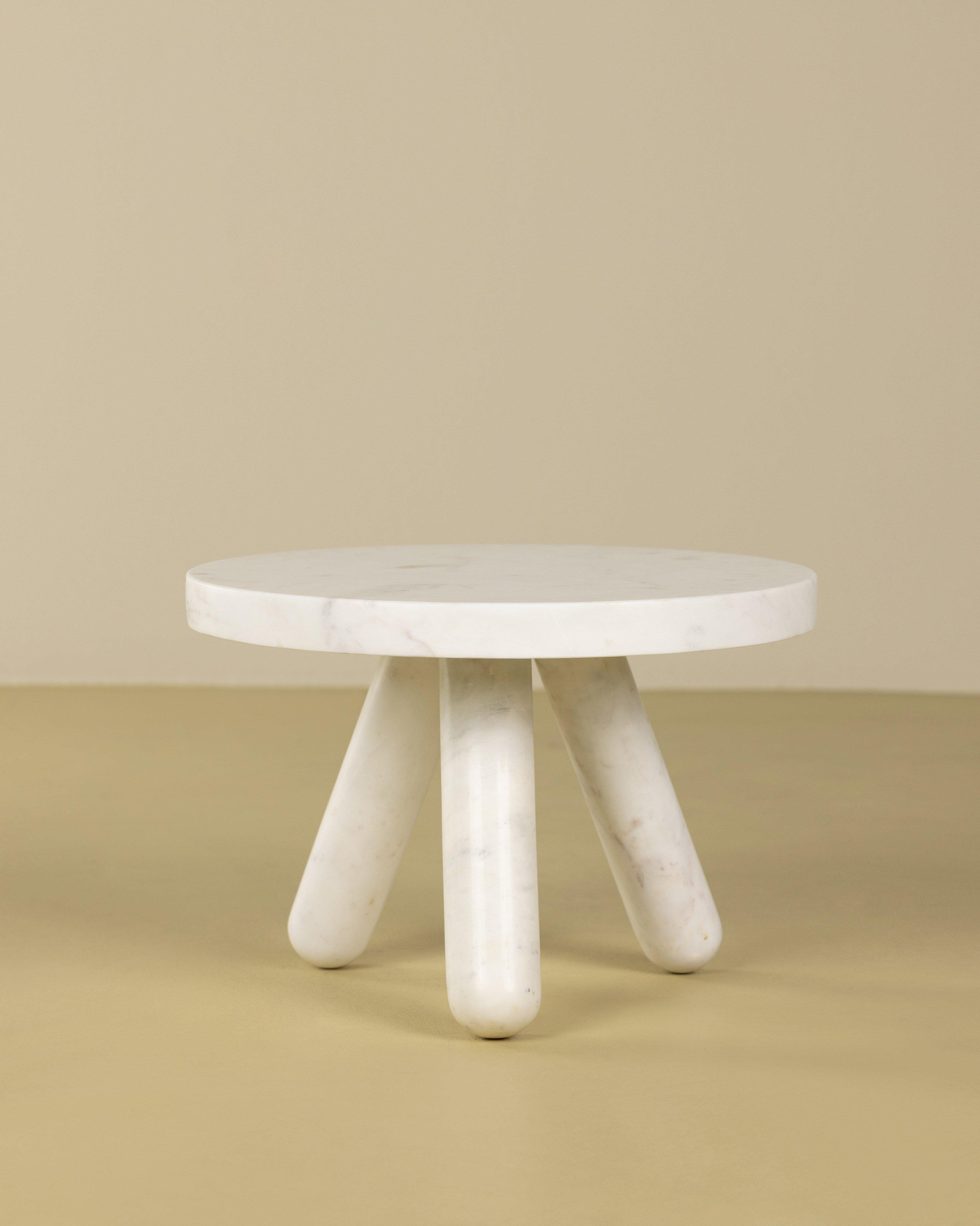 Marble Tripod Side Table -  White