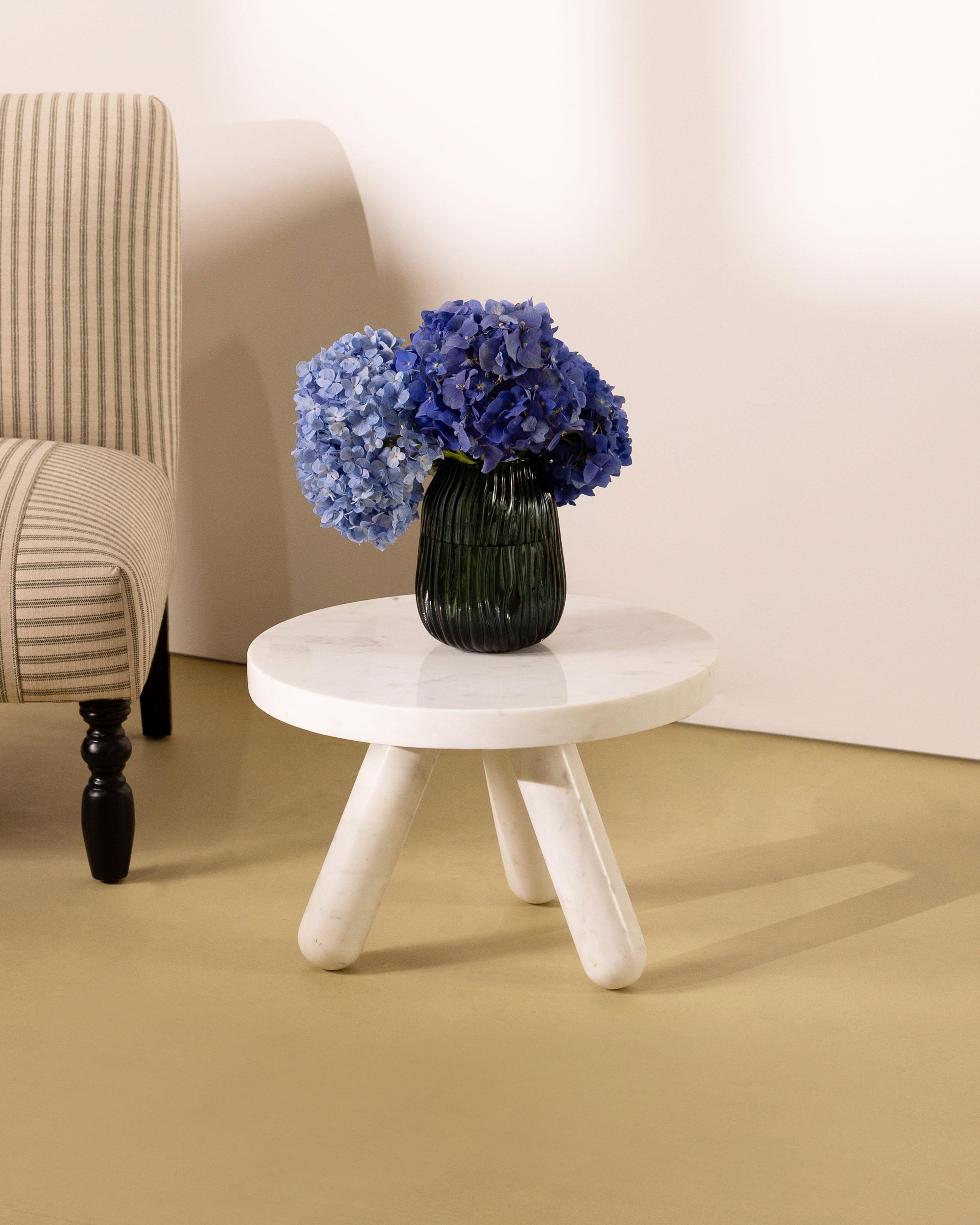 Marble Tripod Side Table -  White