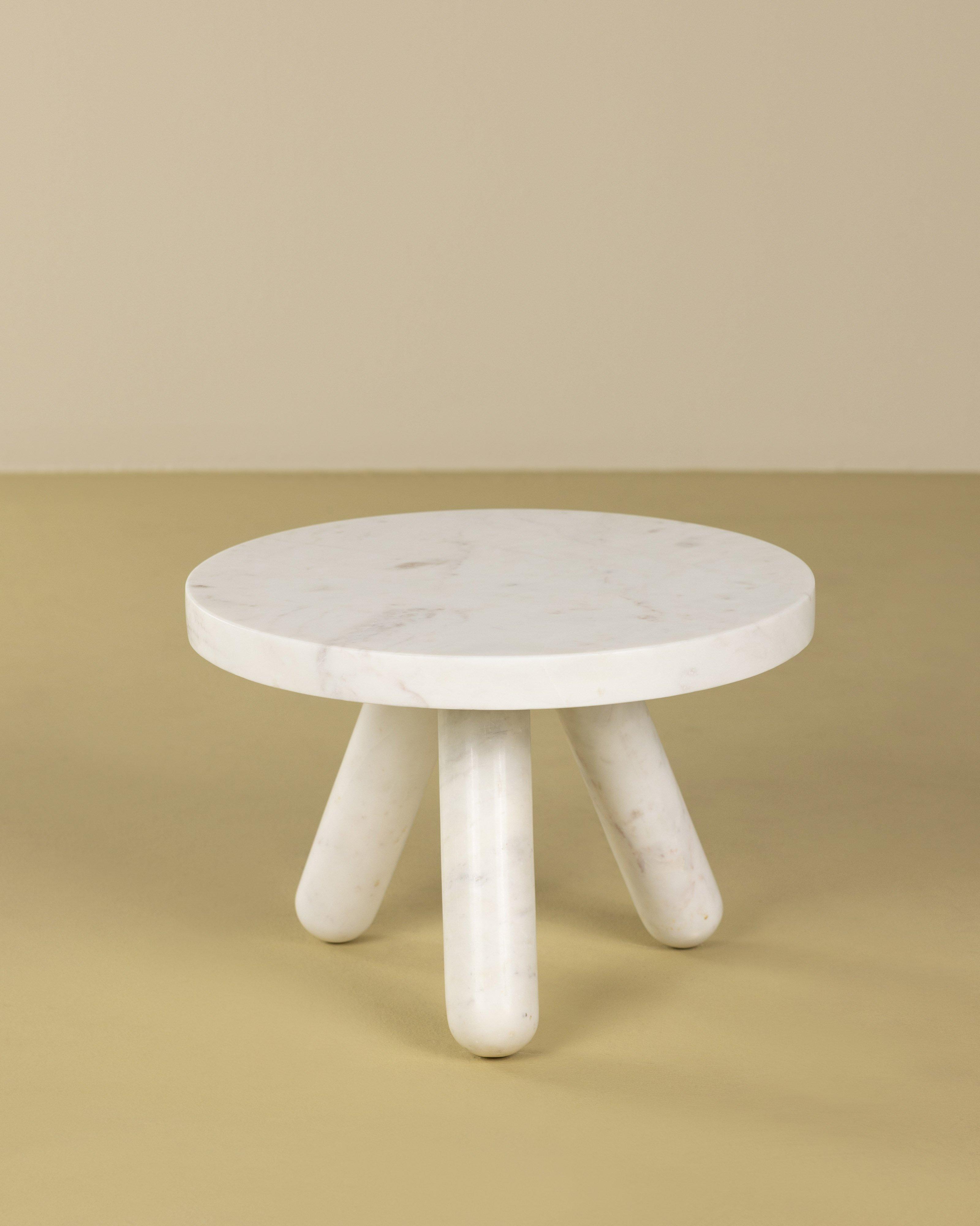 Marble Tripod Side Table -  White