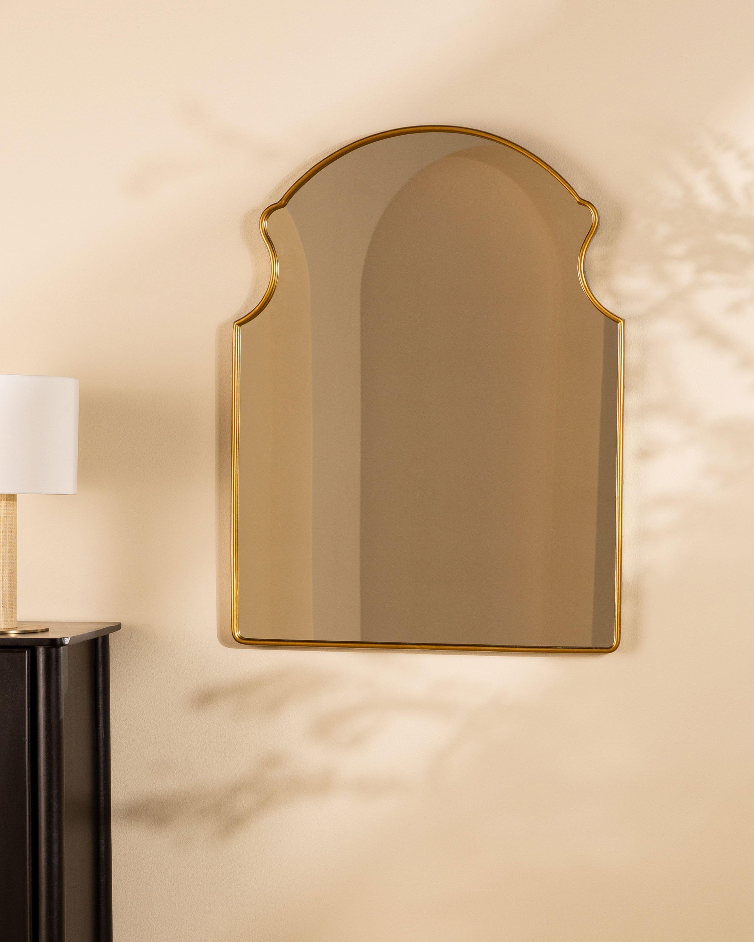 Curved Top Mirror - Antique Brass -  Gold