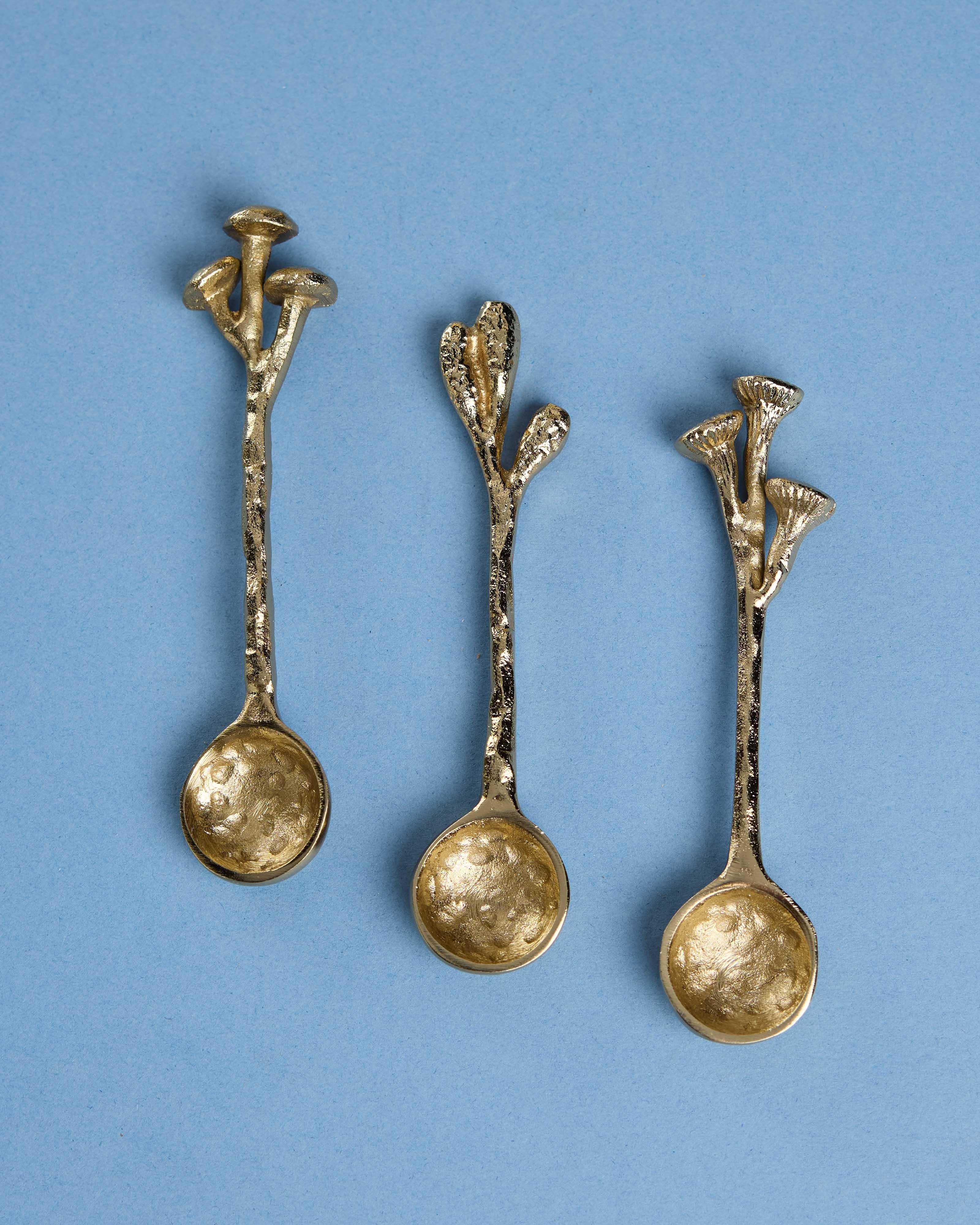 Wilderness Mushroom Sugar Spoon Set -  Gold