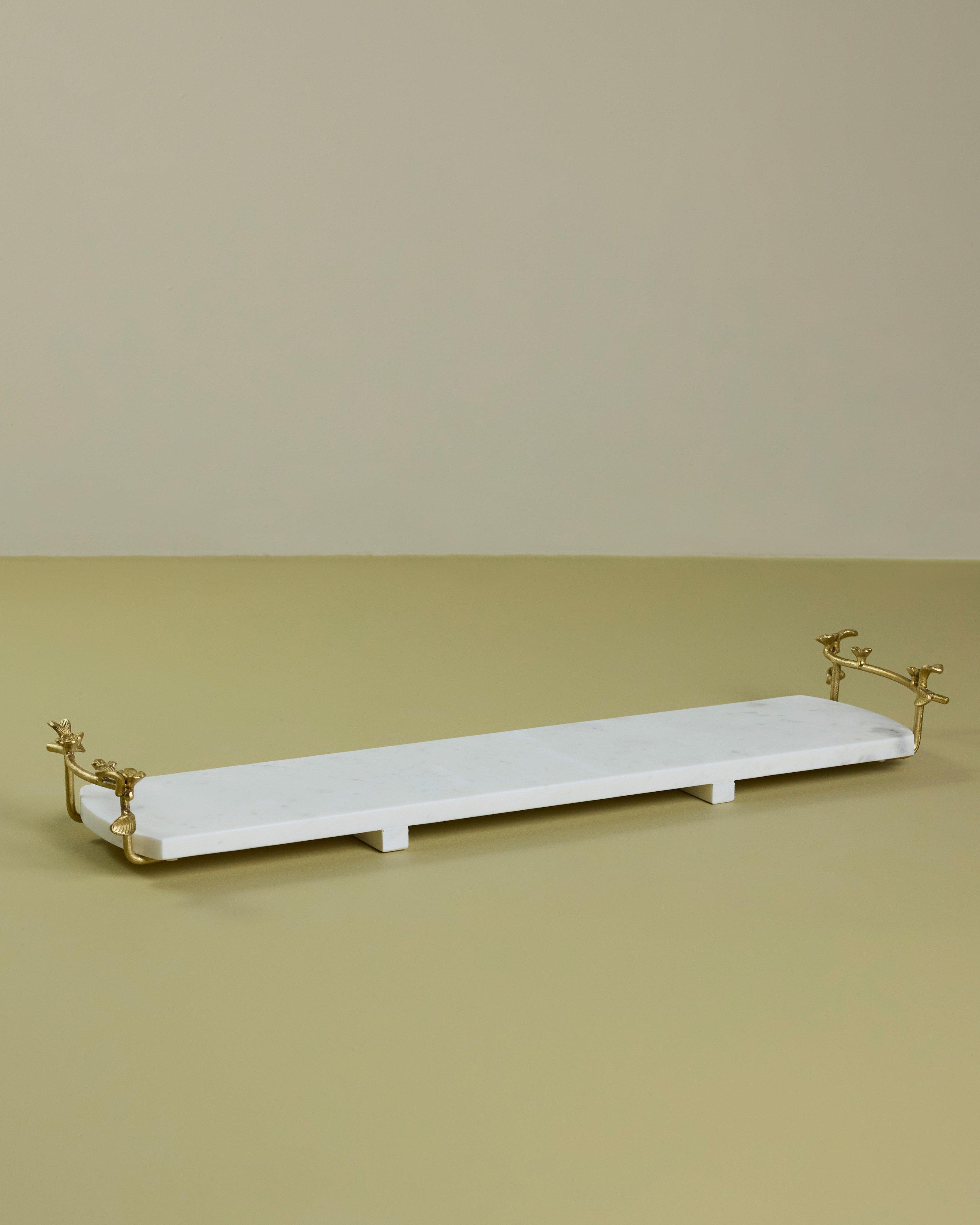 Leaha Brass Flower Bath Caddy -  White