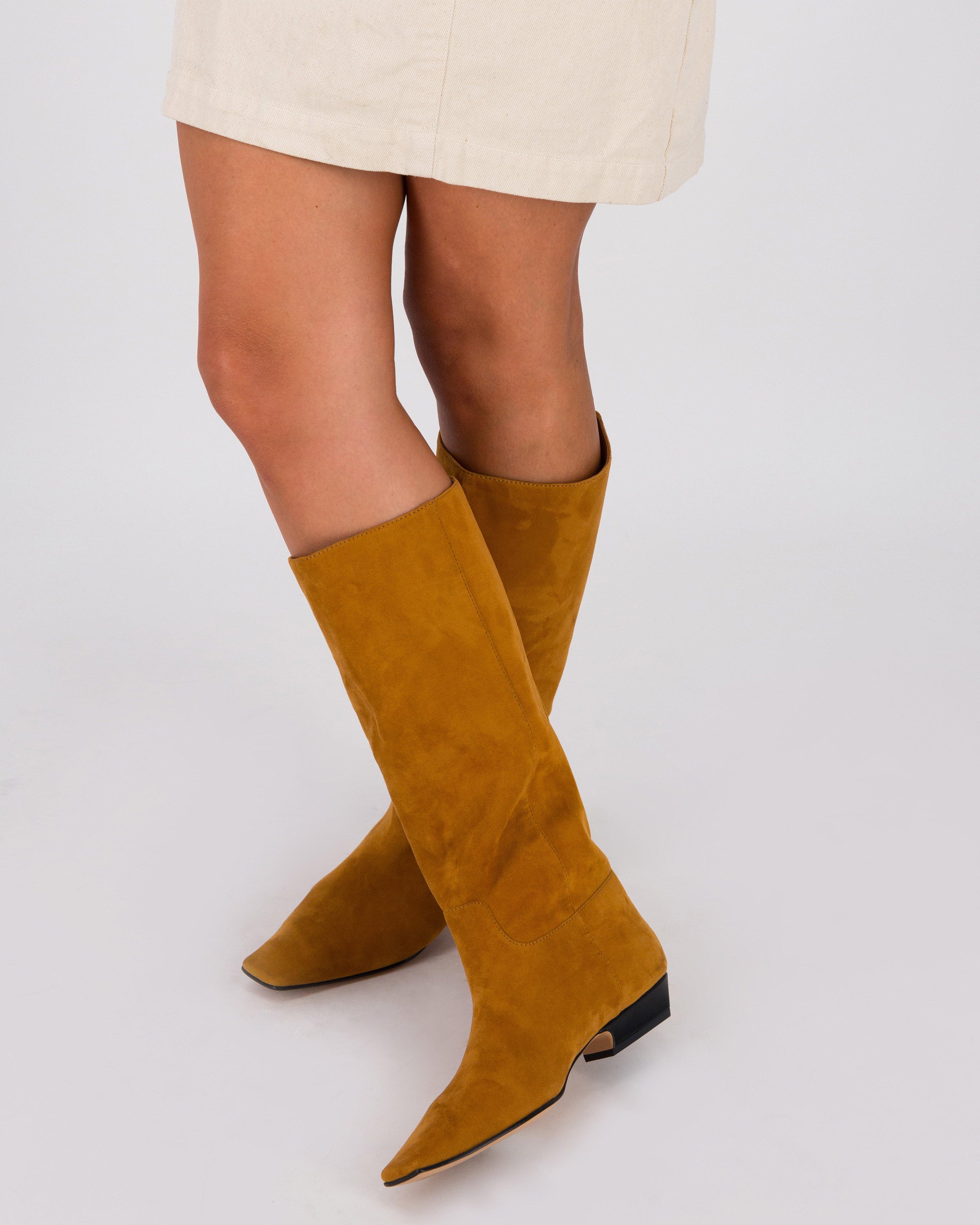 Fiona Knee High Suede Boots -  Brown
