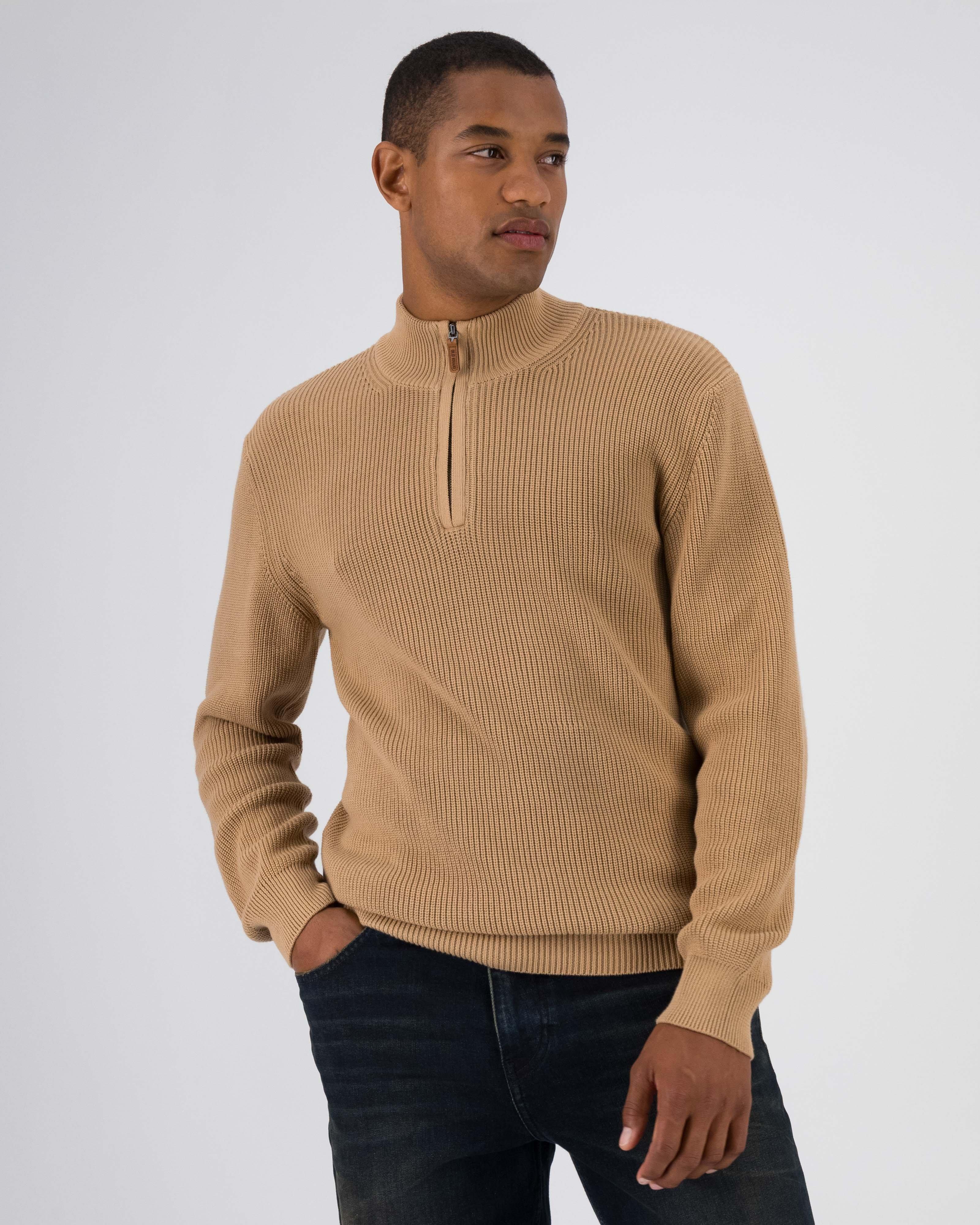 Men's Tim Quarter Zip Knit -  Taupe