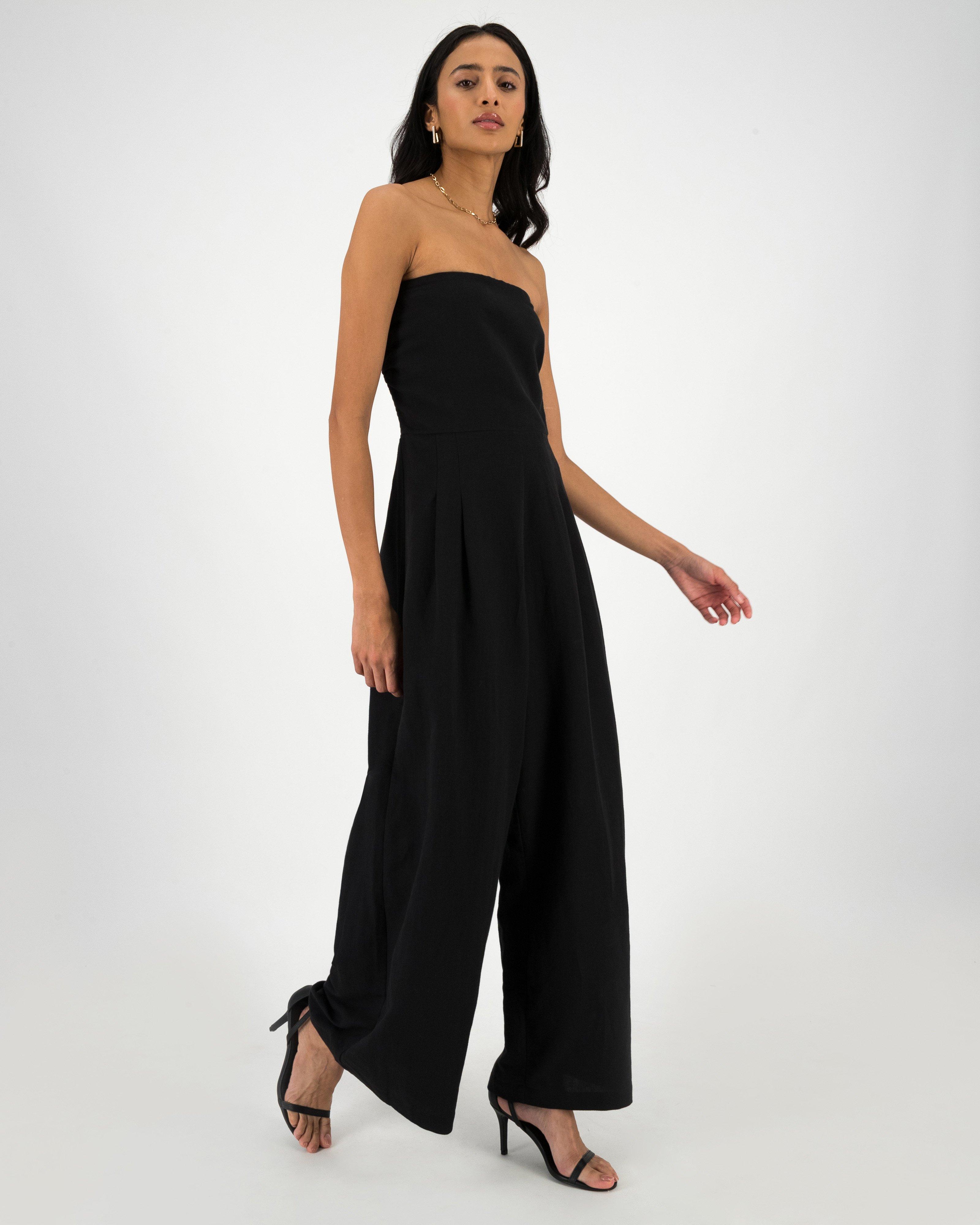 Eilana Strapless Jumpsuit -  Black