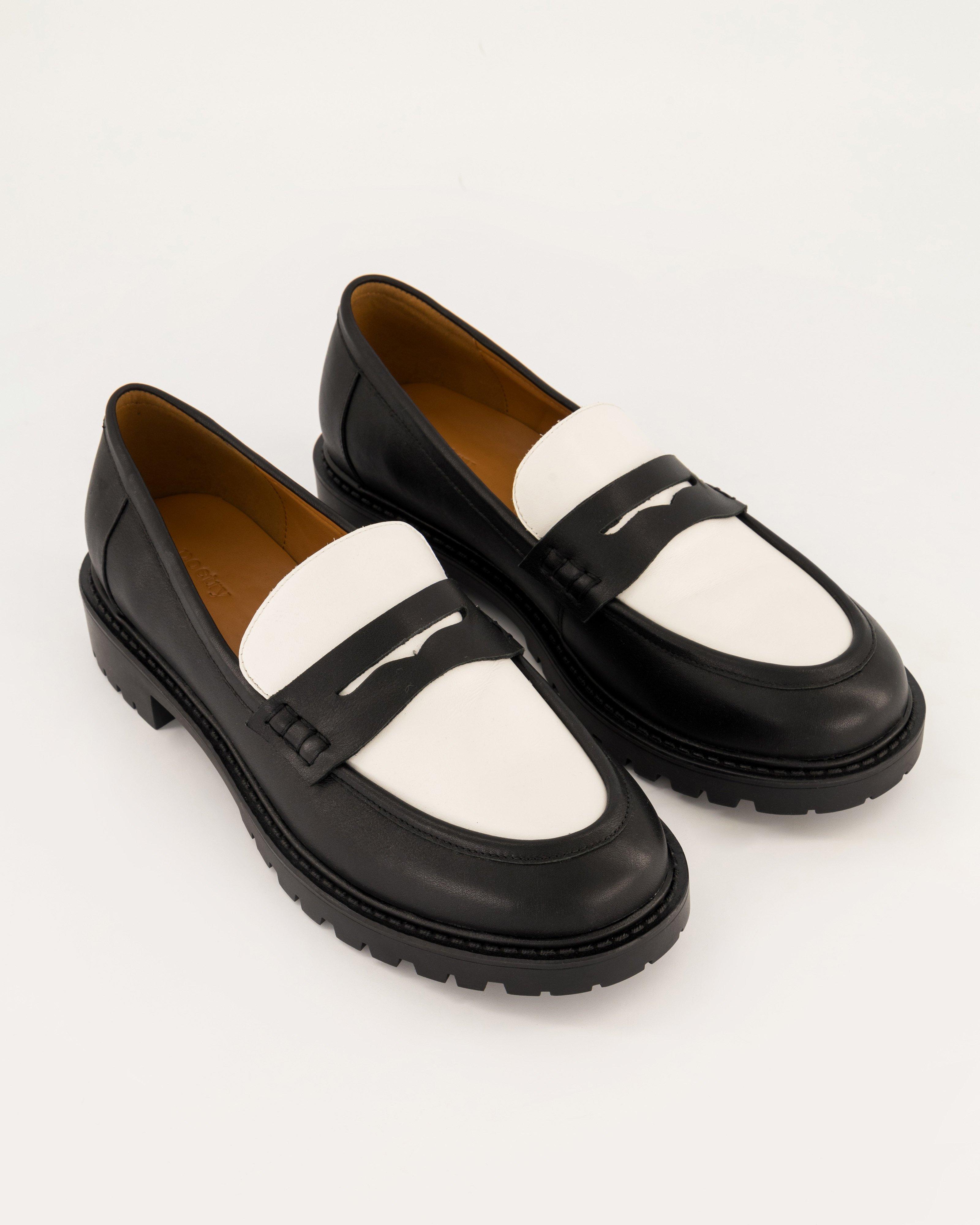 Beth Leather Colourblock Loafer -  Black
