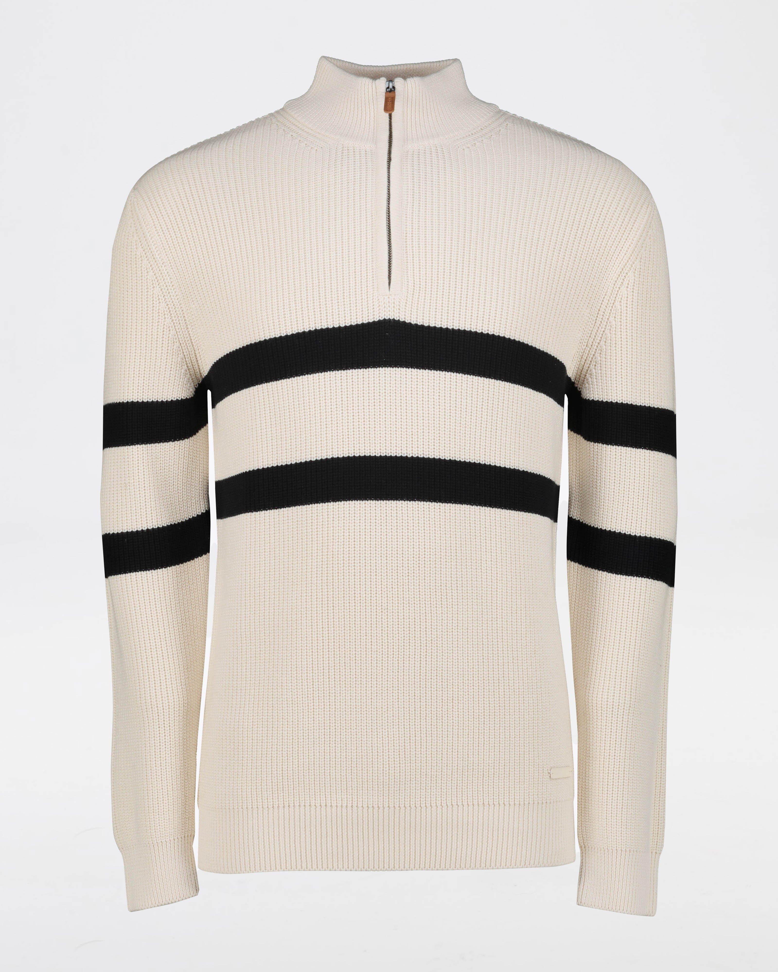 Old Khaki Men’s Terry 1/4 Zip Stripe Knit Top  -  Stone