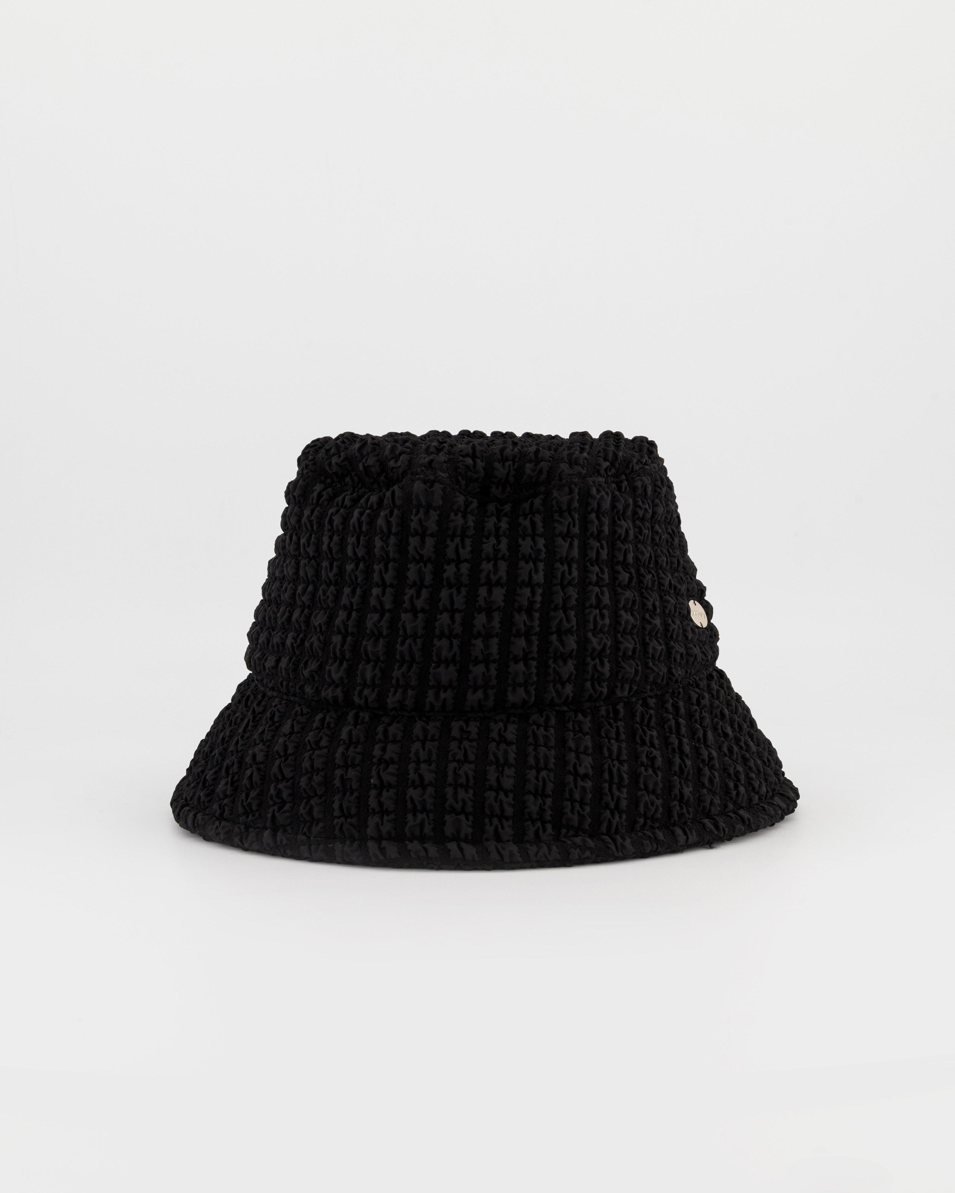 Lula Seersucker Bucket Hat -  Black