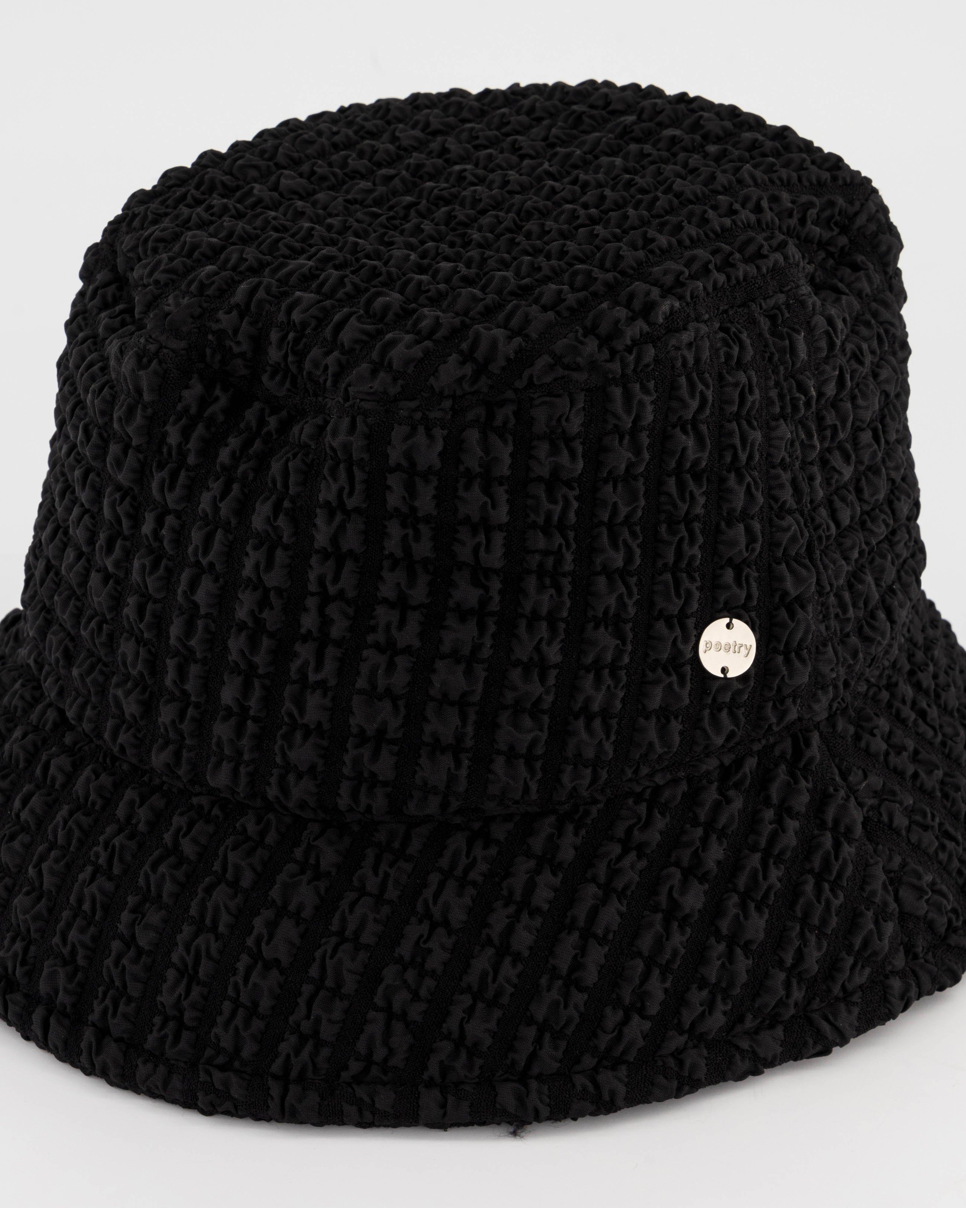 Lula Seersucker Bucket Hat -  Black