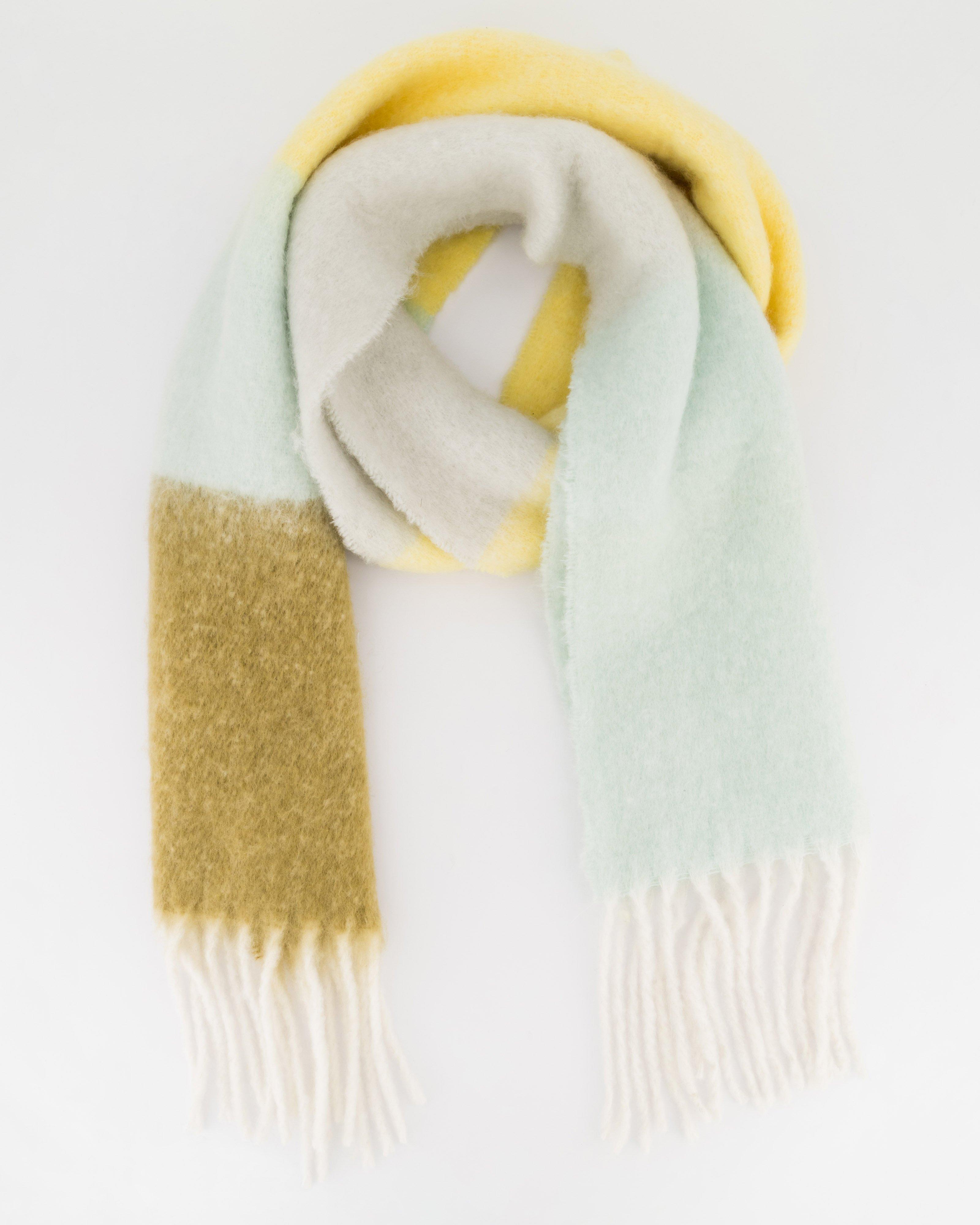 Women's Sammi Blocked Furry Scarf -  Yellow