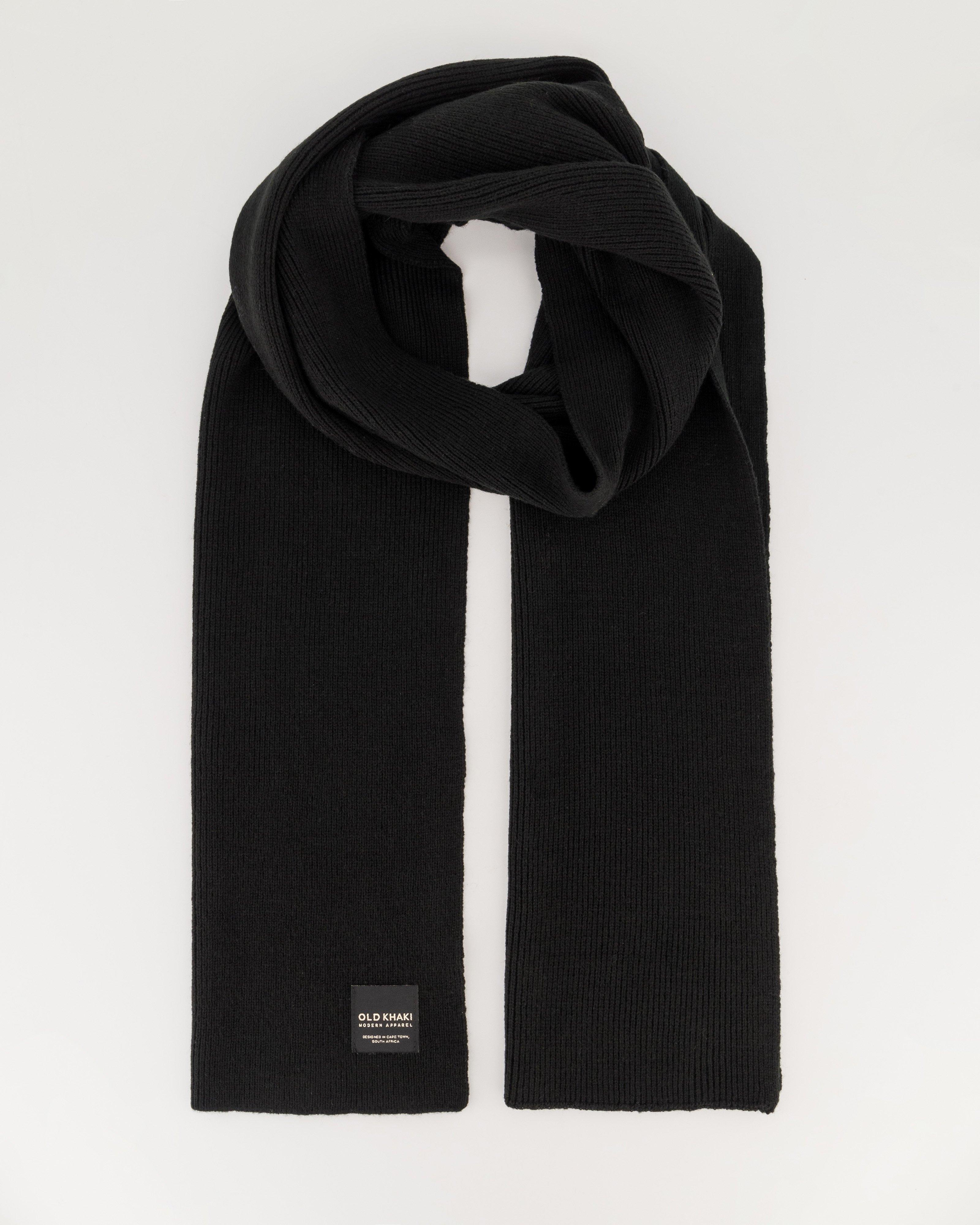 Men's Stark Fine Rib Scarf -  Black