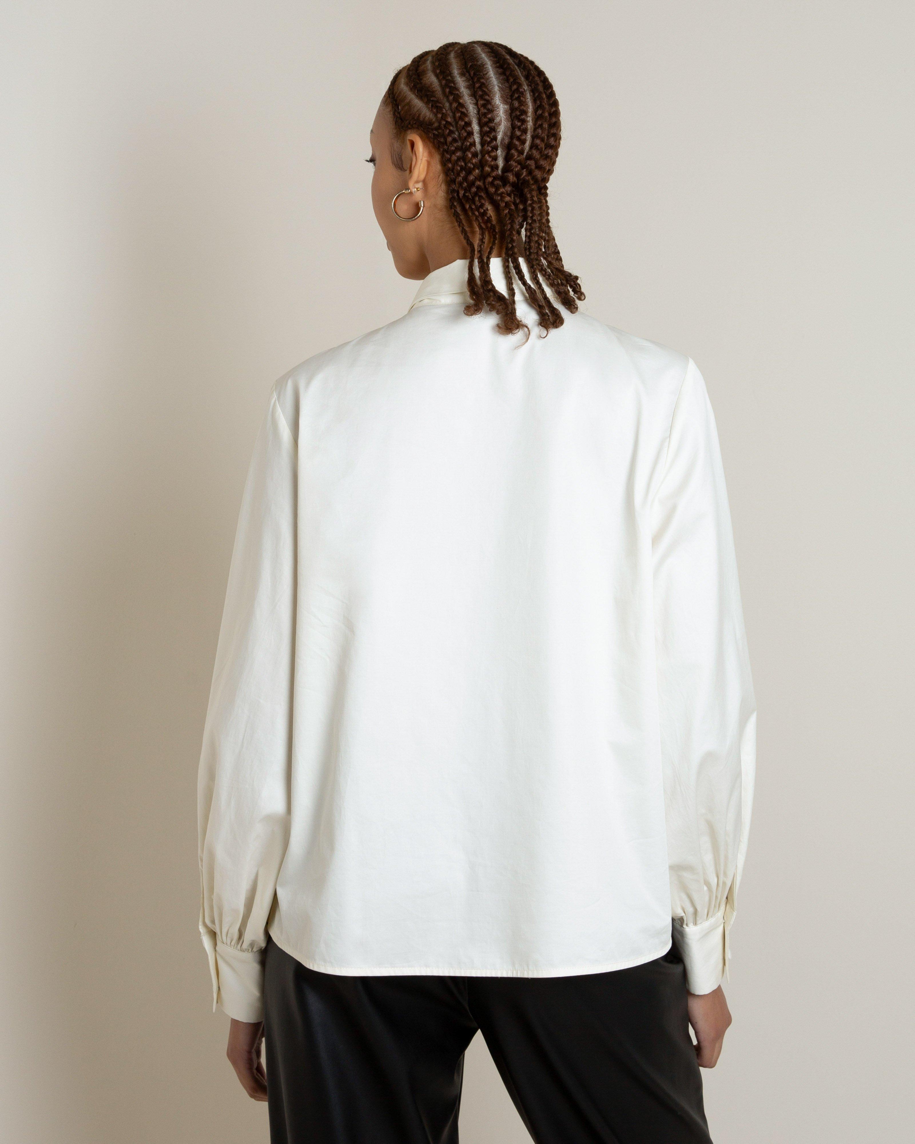 Valente Kitty Bow Poplin Blouse -  Milk