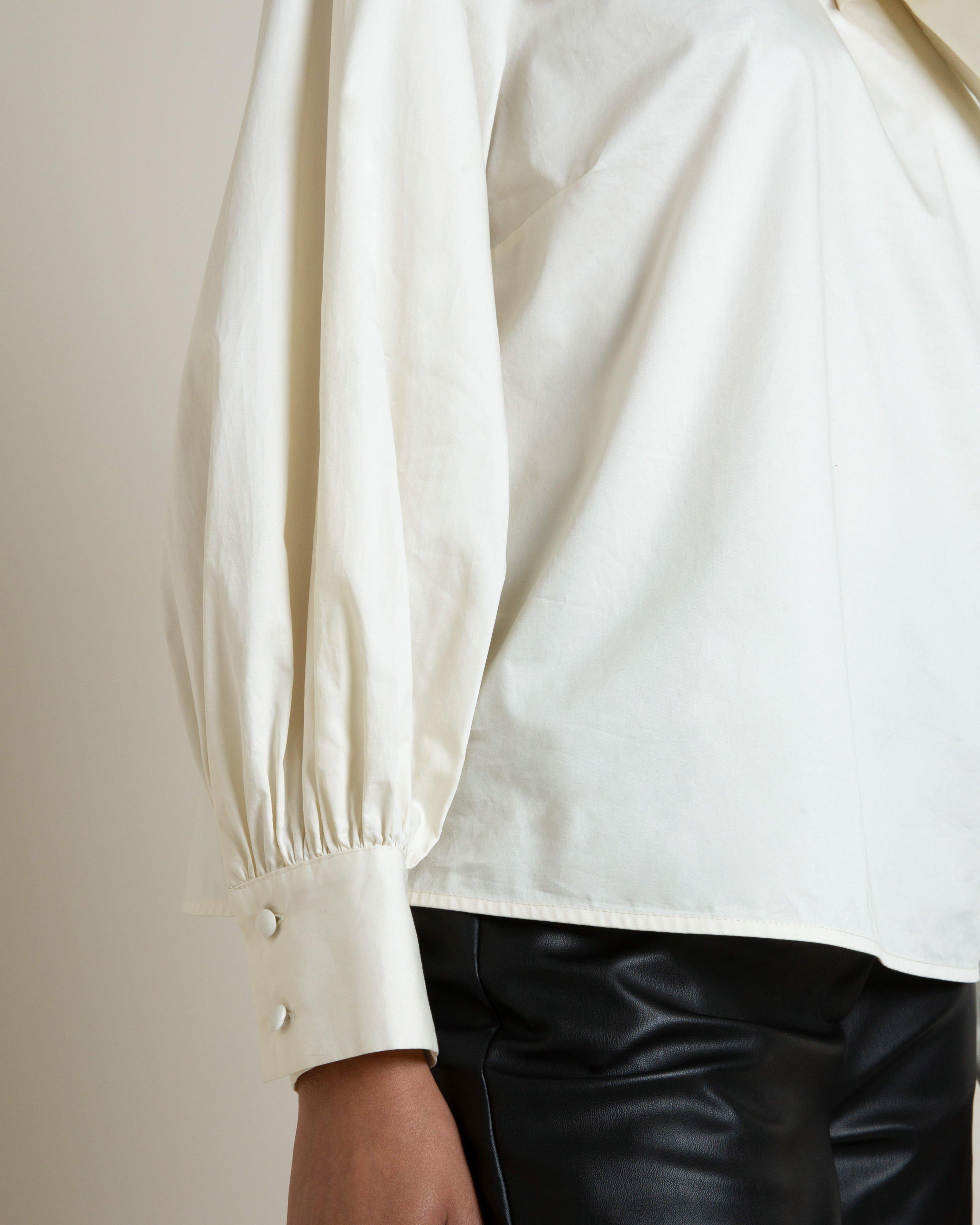 Valente Kitty Bow Poplin Blouse -  Milk