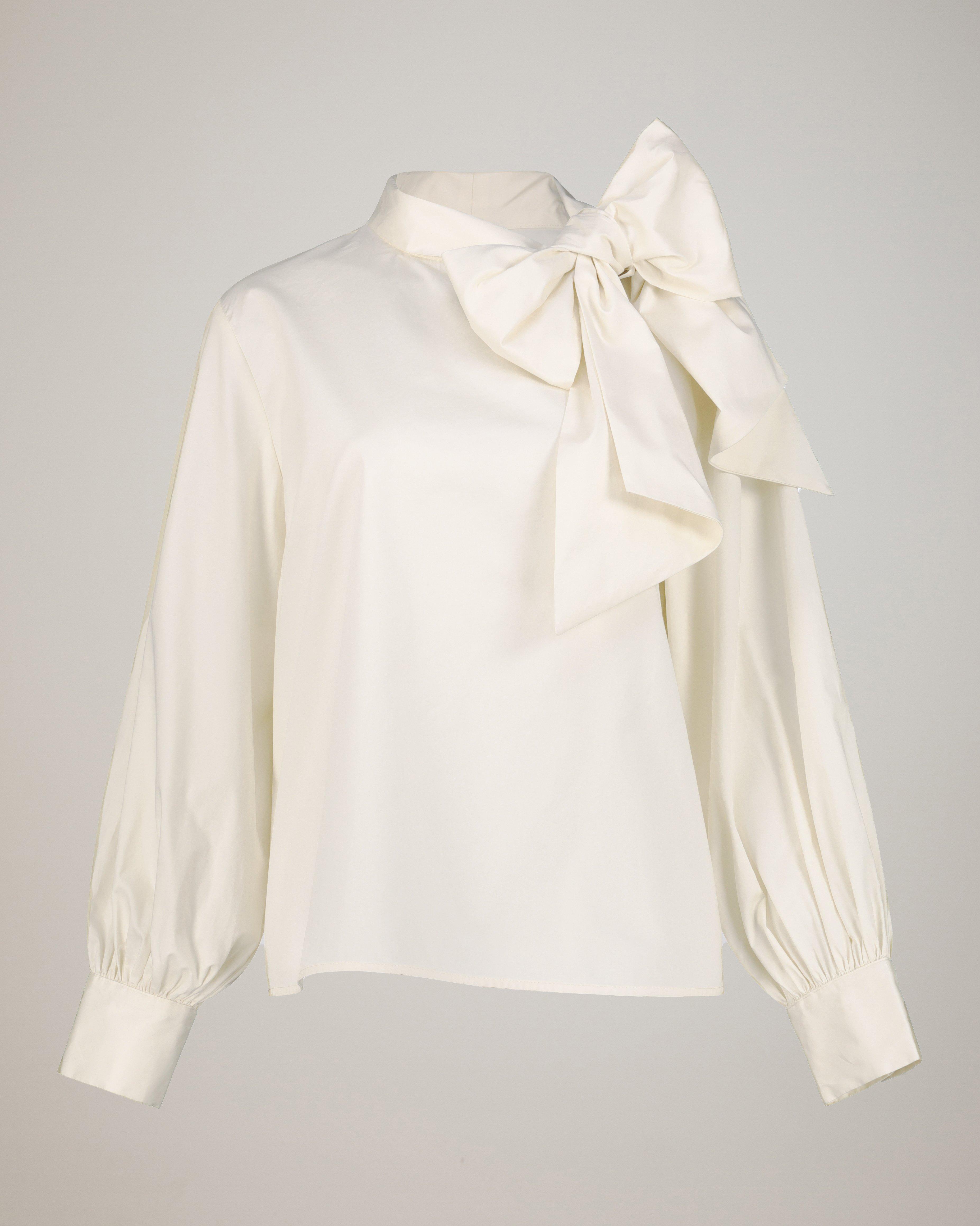 Valente Kitty Bow Poplin Blouse -  Milk