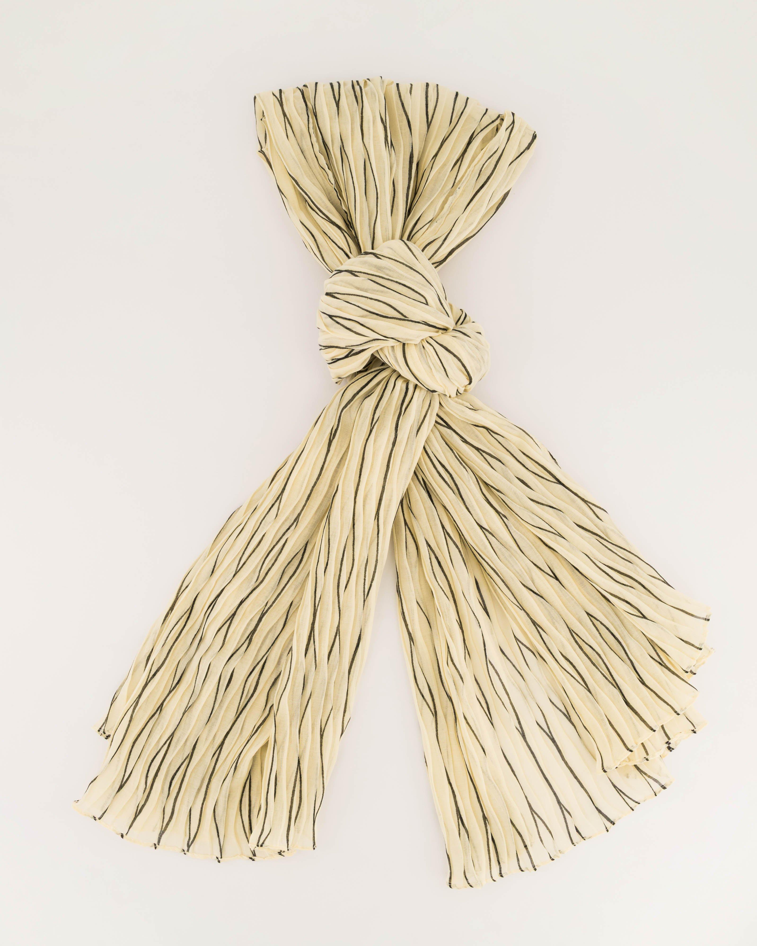 Ivy Pleated Chiffon Scarf -  Black