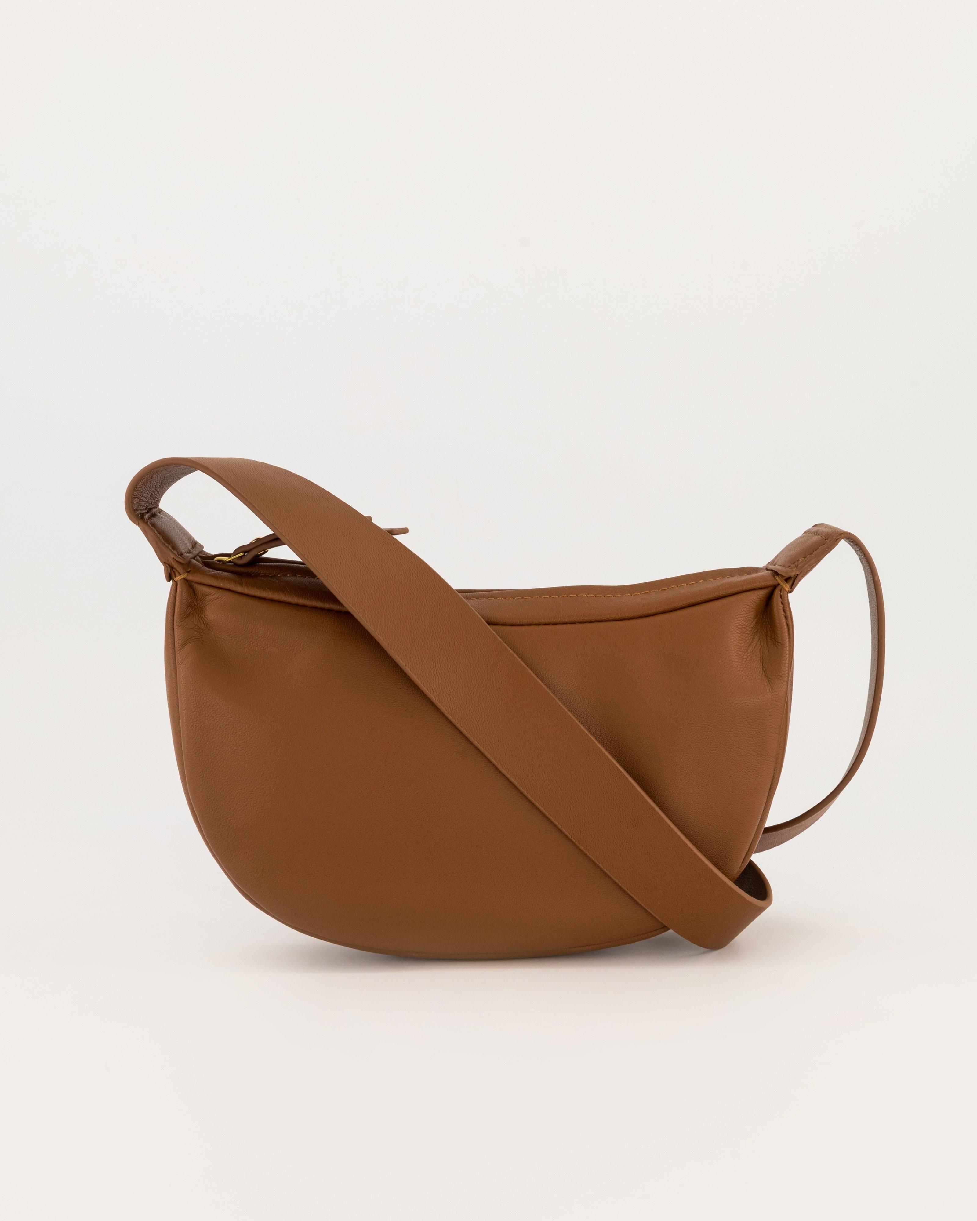 Angie Leather Crossbody Bag -  Tan