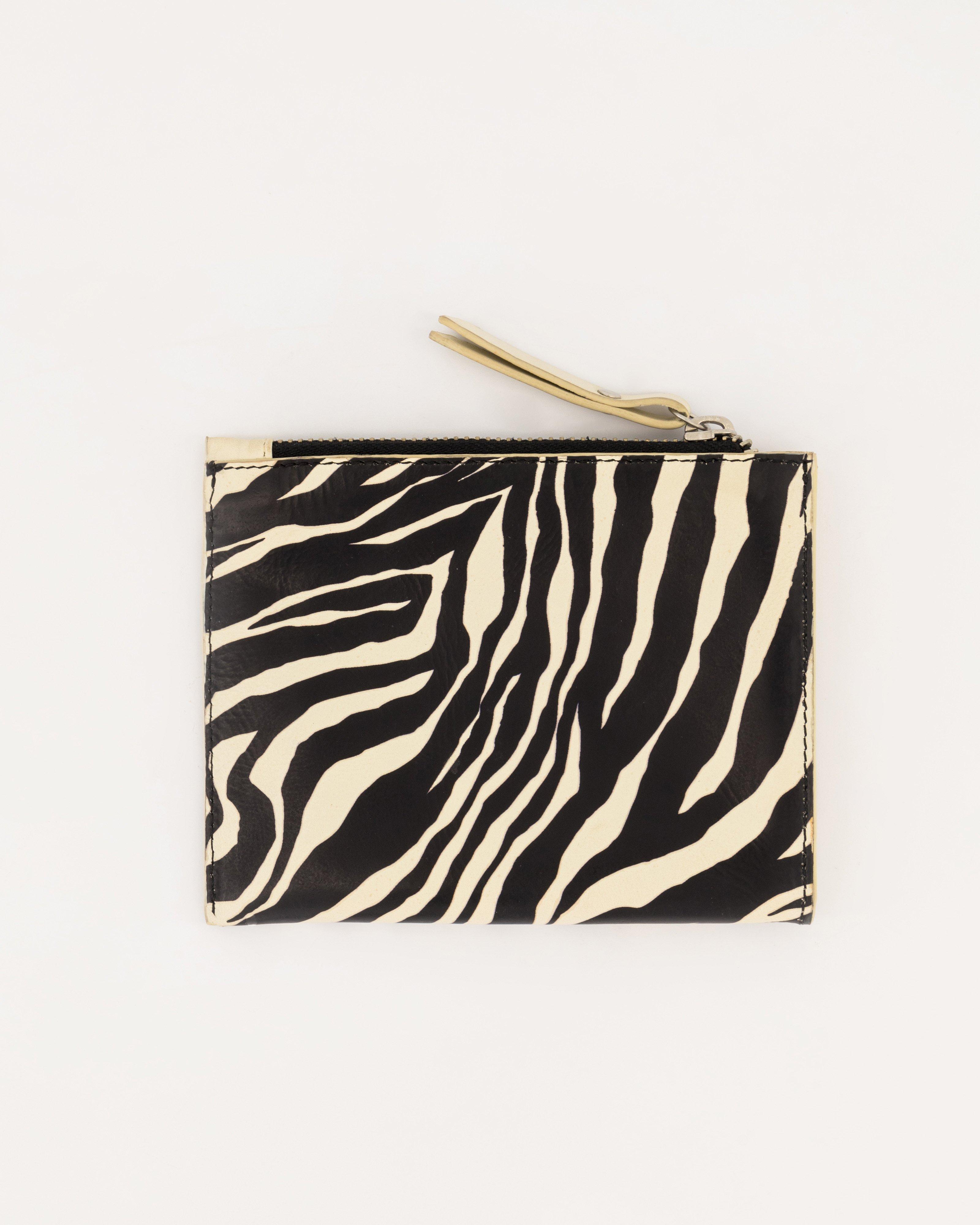 Marrian Zebra Animal Print Pouch -  Stone