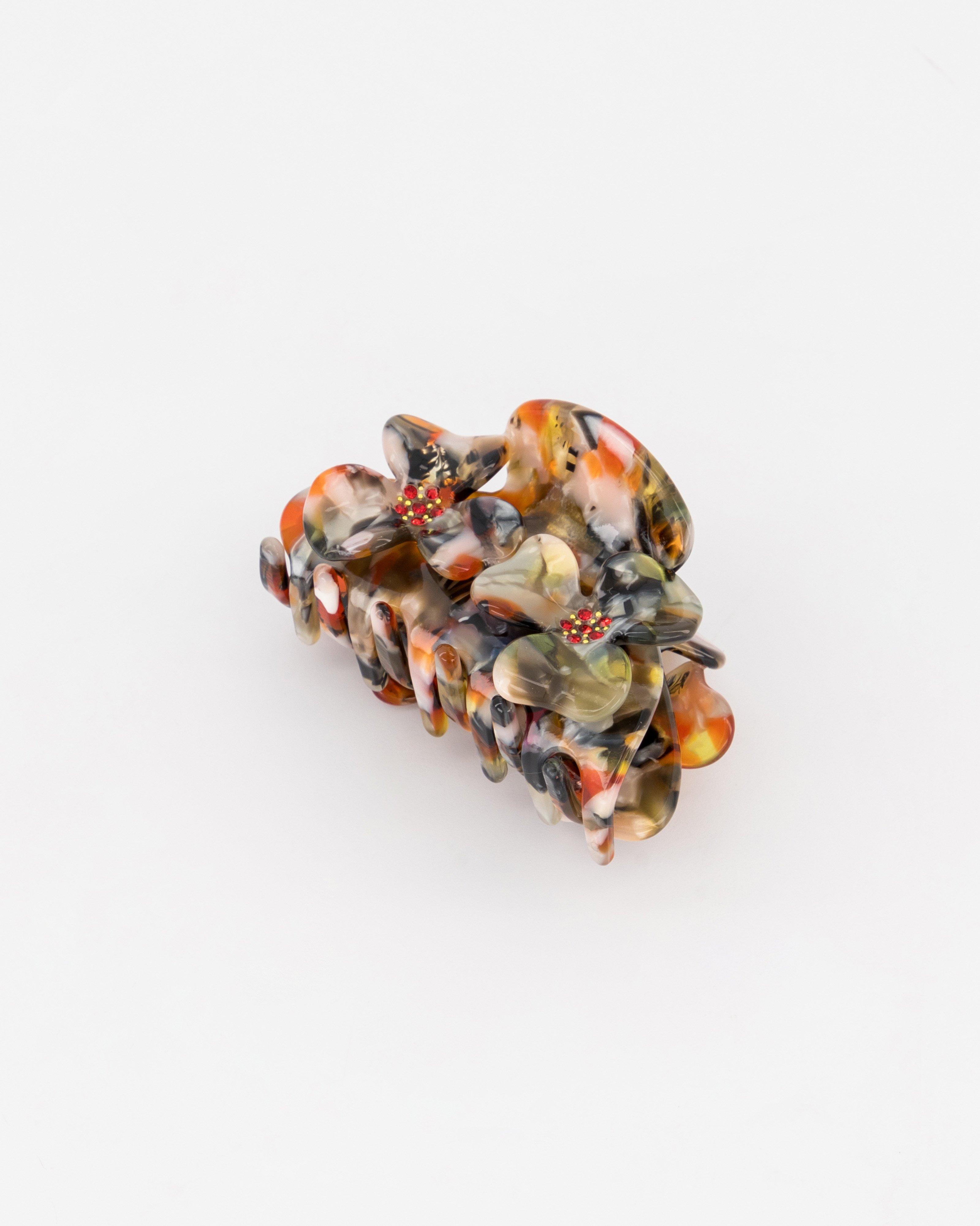 Floral Bulldog Clip -  Orange