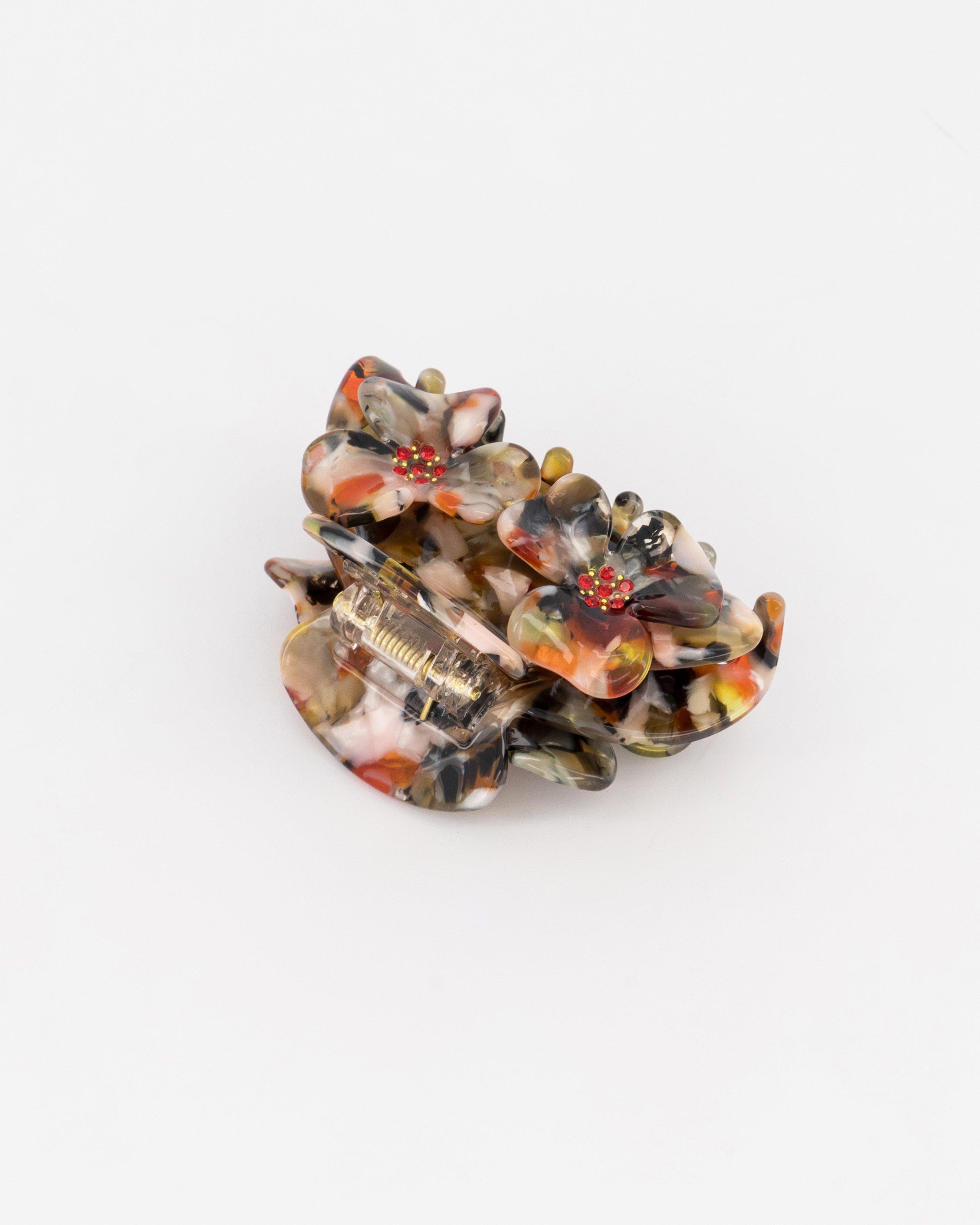 Floral Bulldog Clip -  Orange