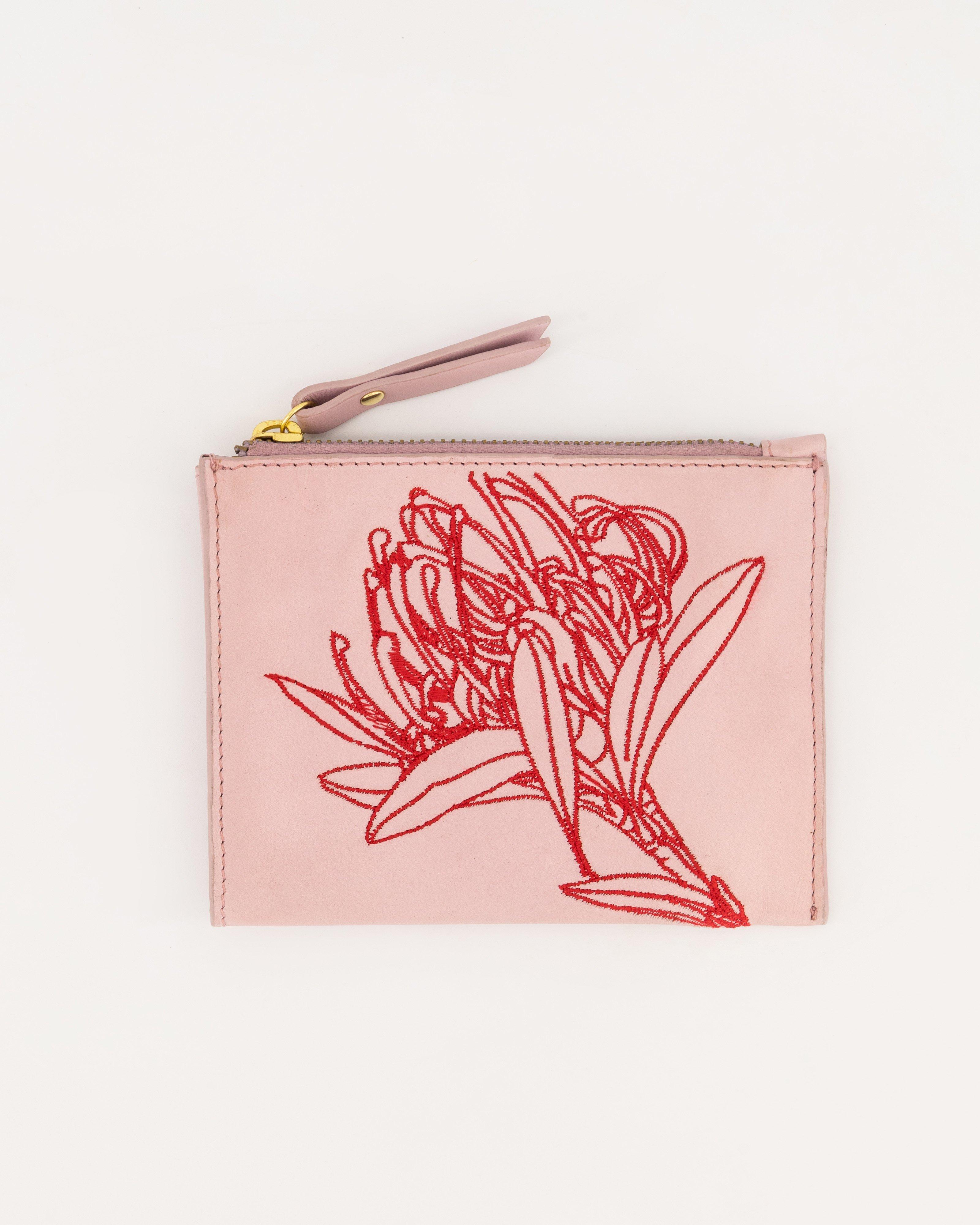 Marrian Embroidered Pouch -  Pink