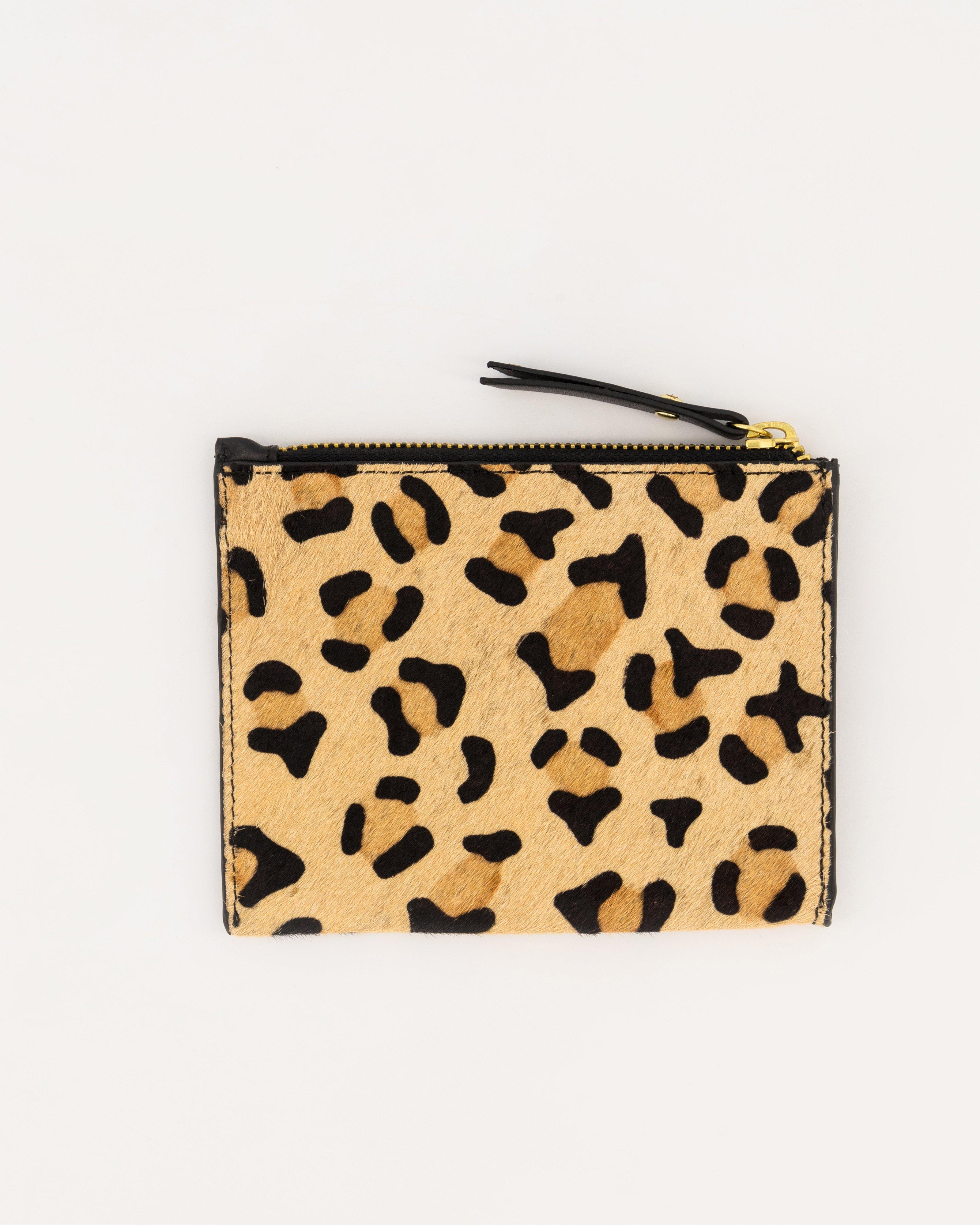 Marrian Leopard Animal Print Pouch -  Stone