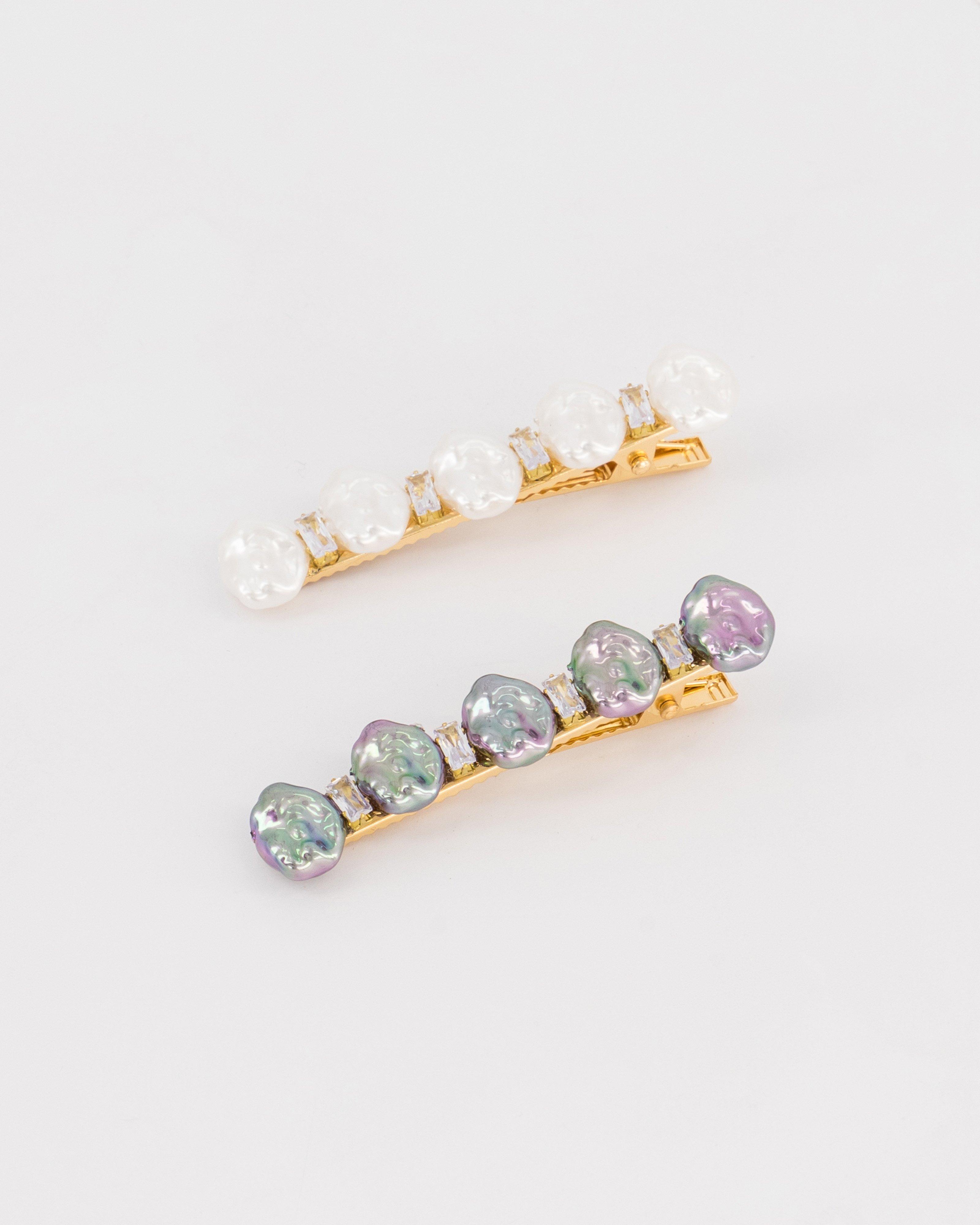 Pearl Hair Clips Pack -  Milk