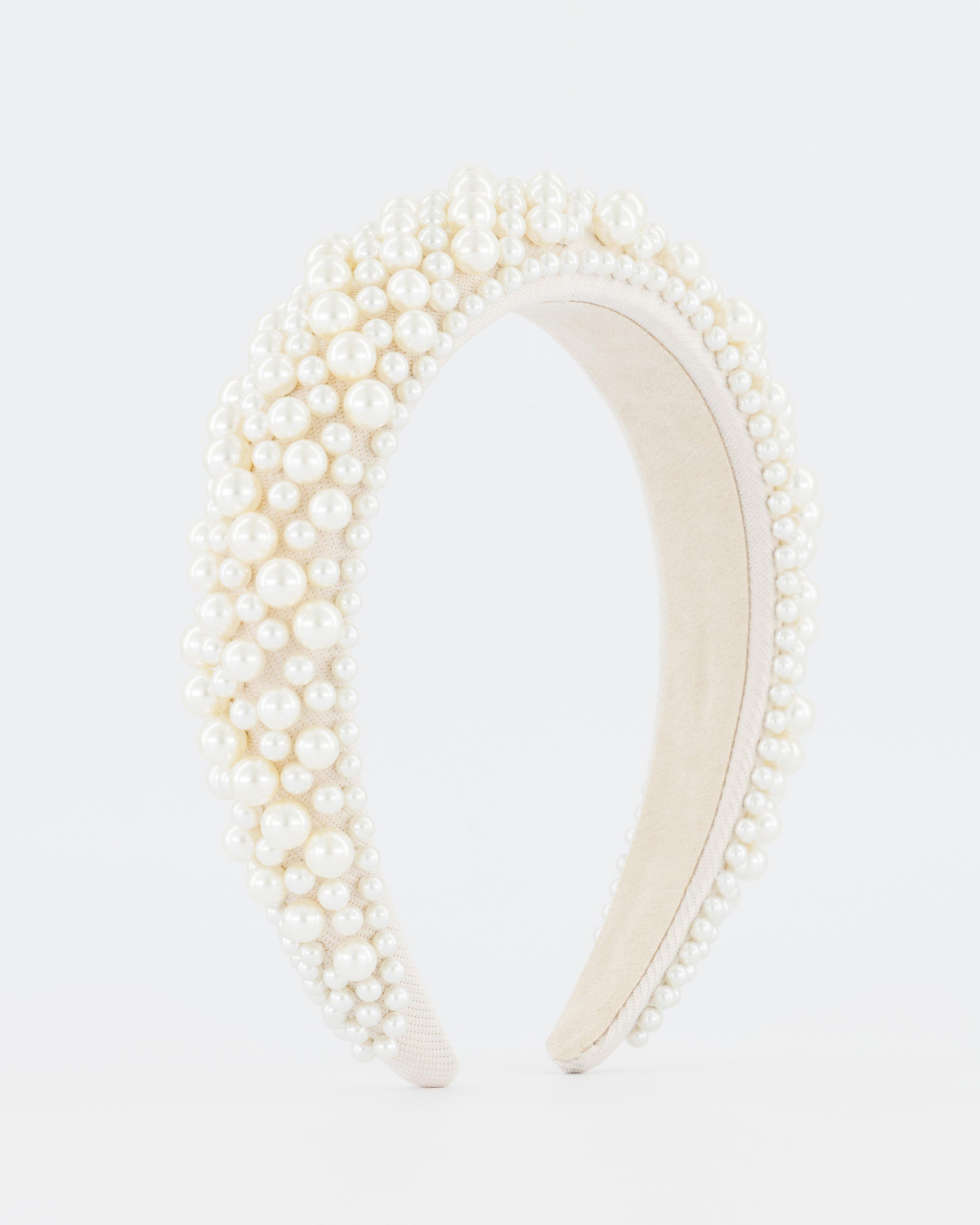 Pearl Embellished Aliceband -  Milk