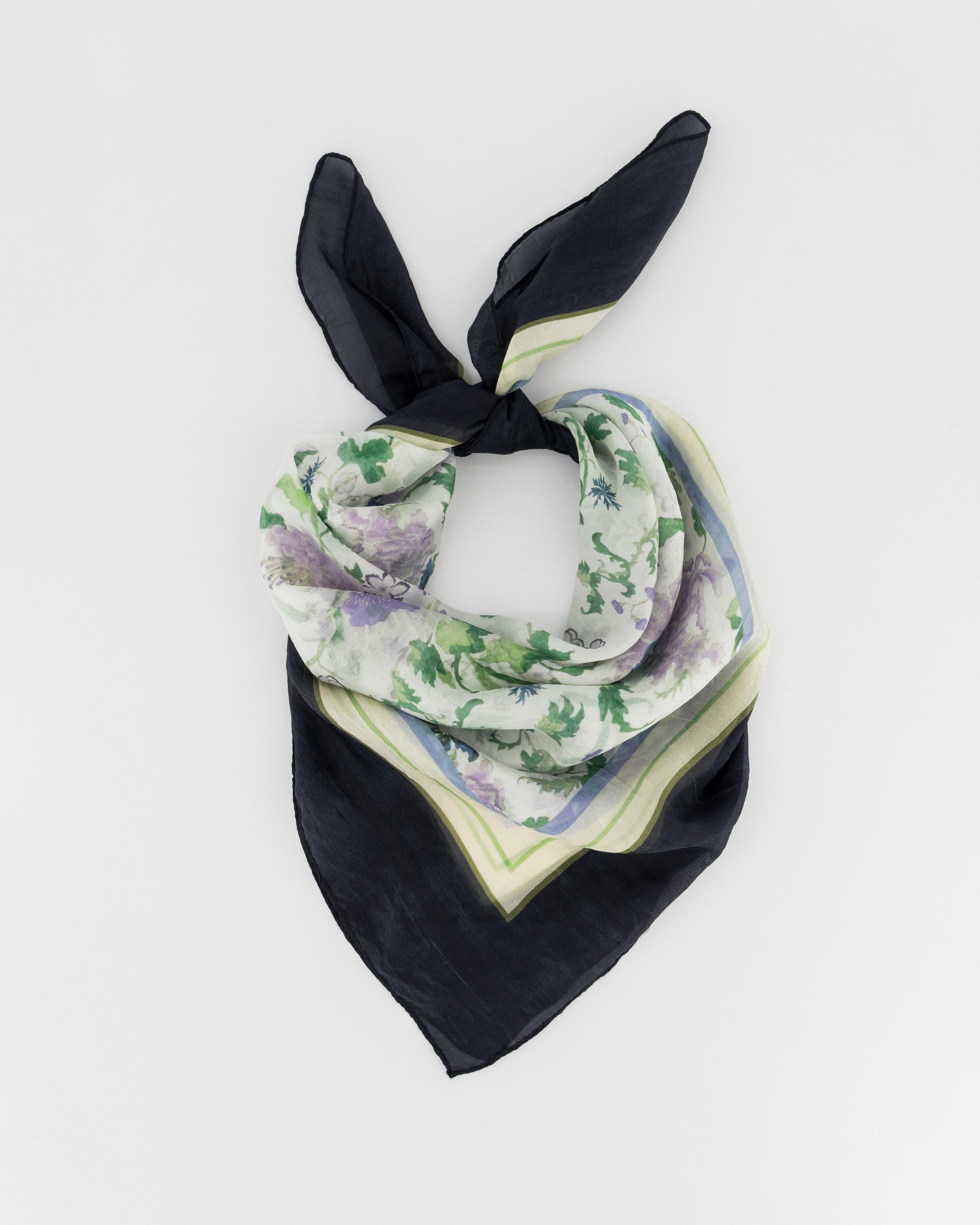 Maeve Femme Floral Silk Scarf -  Green